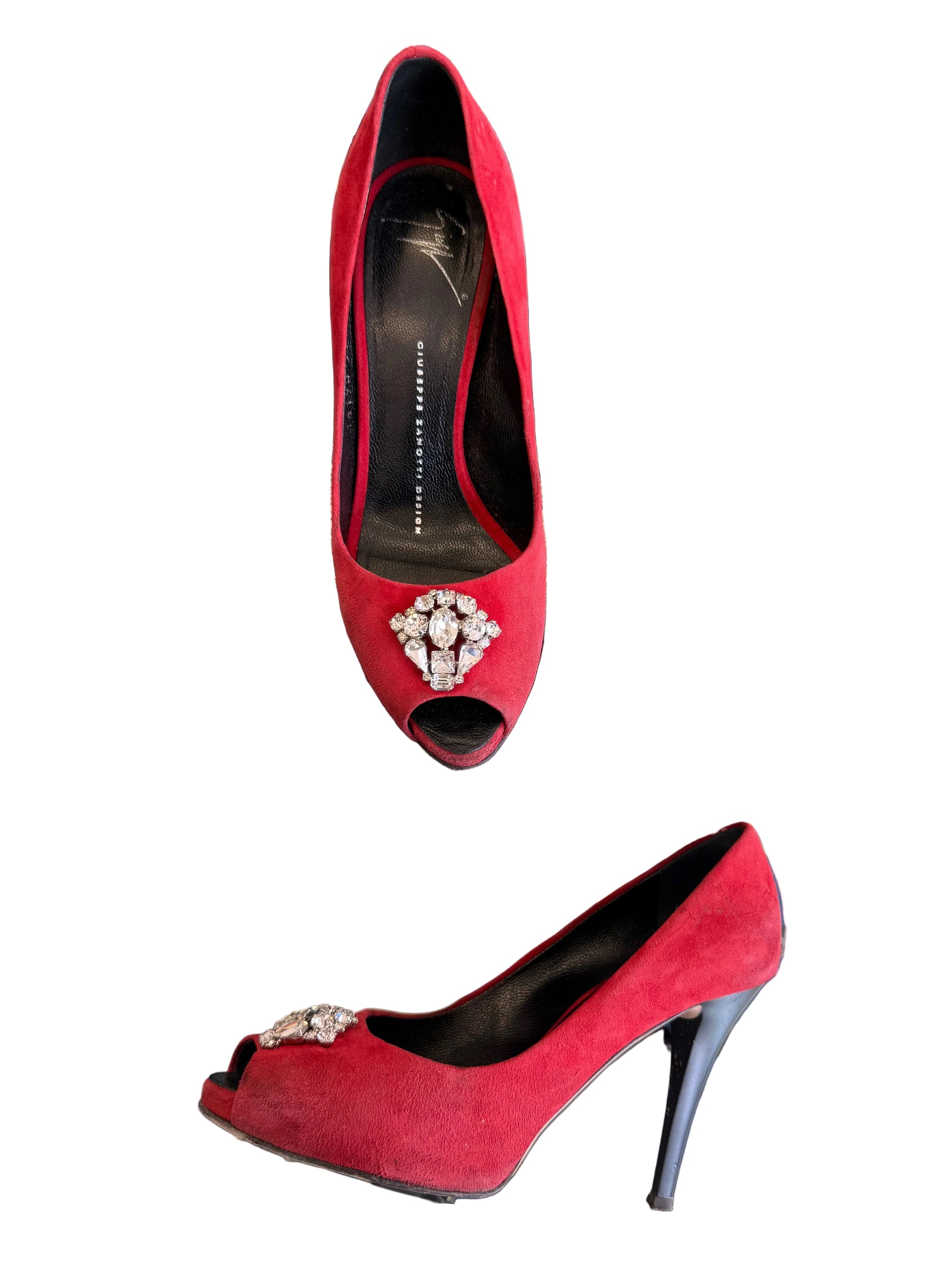 Tacchi Giuseppe Zanotti cristalli rosso 2010s