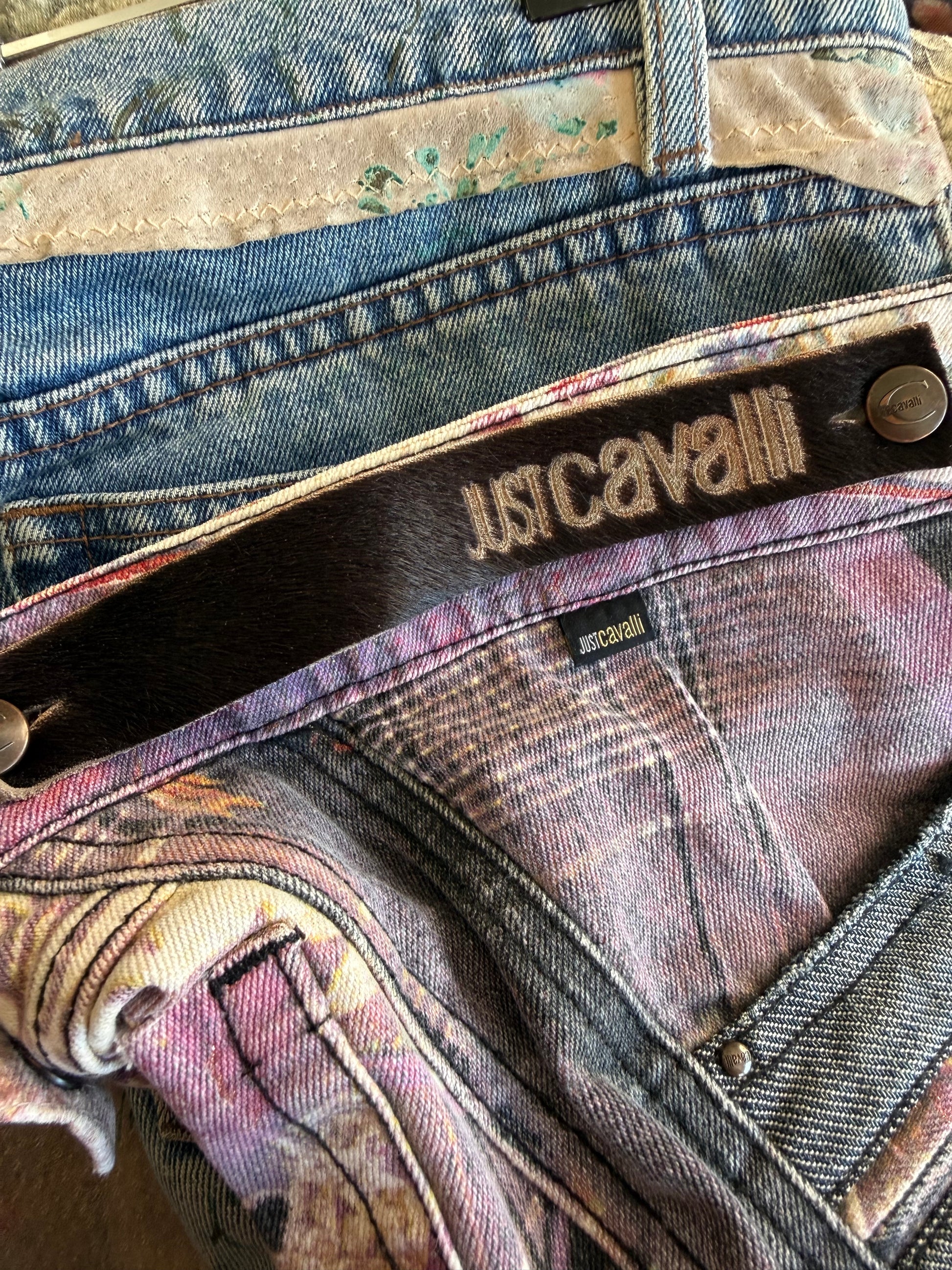 Jeans patchwork Roberto Cavalli Capri 2000s