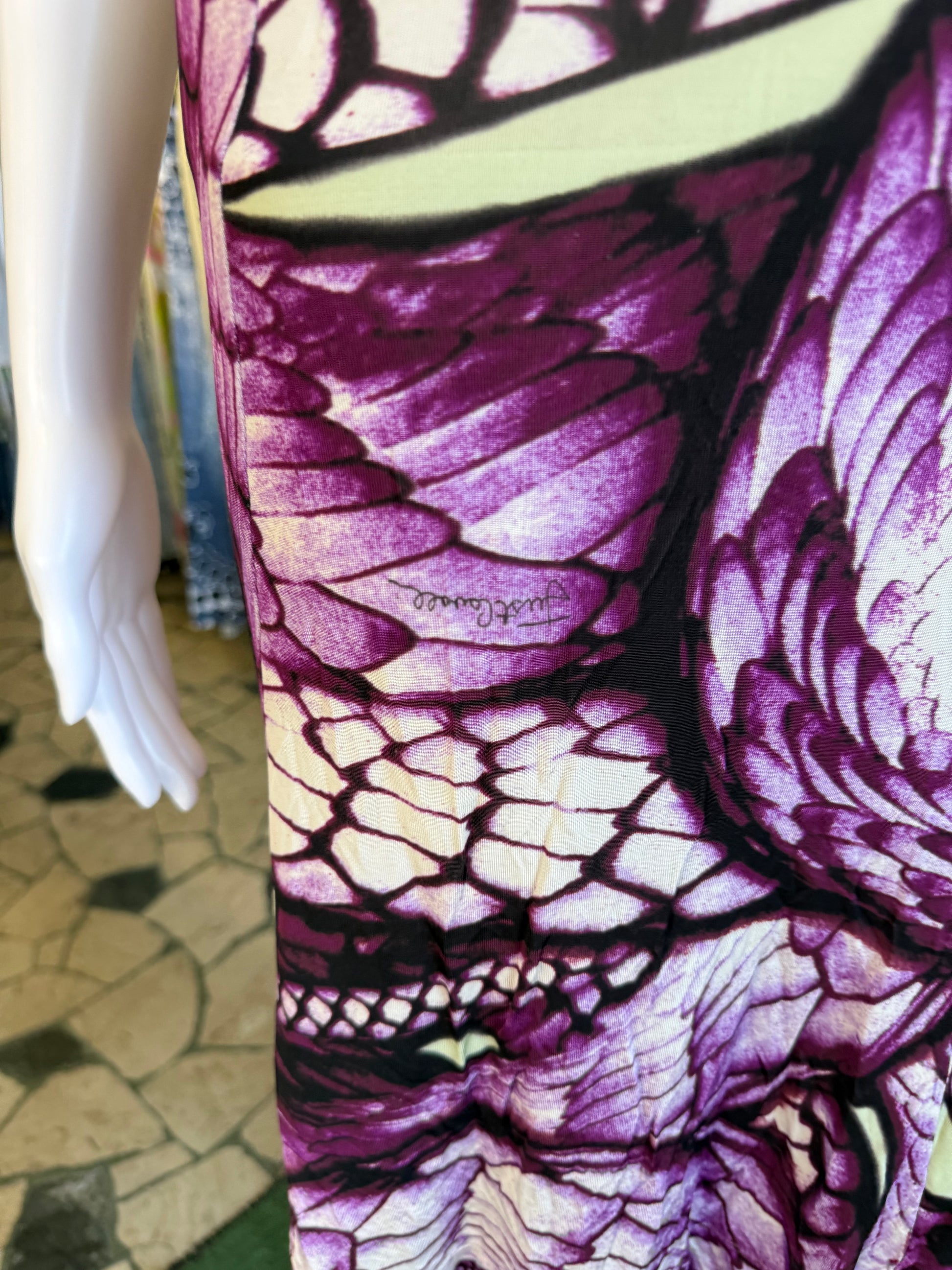 Abito Roberto Cavalli squame serpente viola 00s