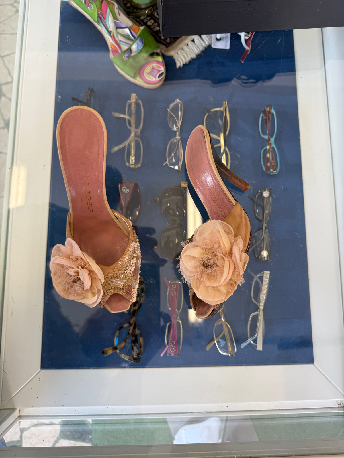 Sandali sabot Giuseppe Zanotti fiori e perline ricamate 00s