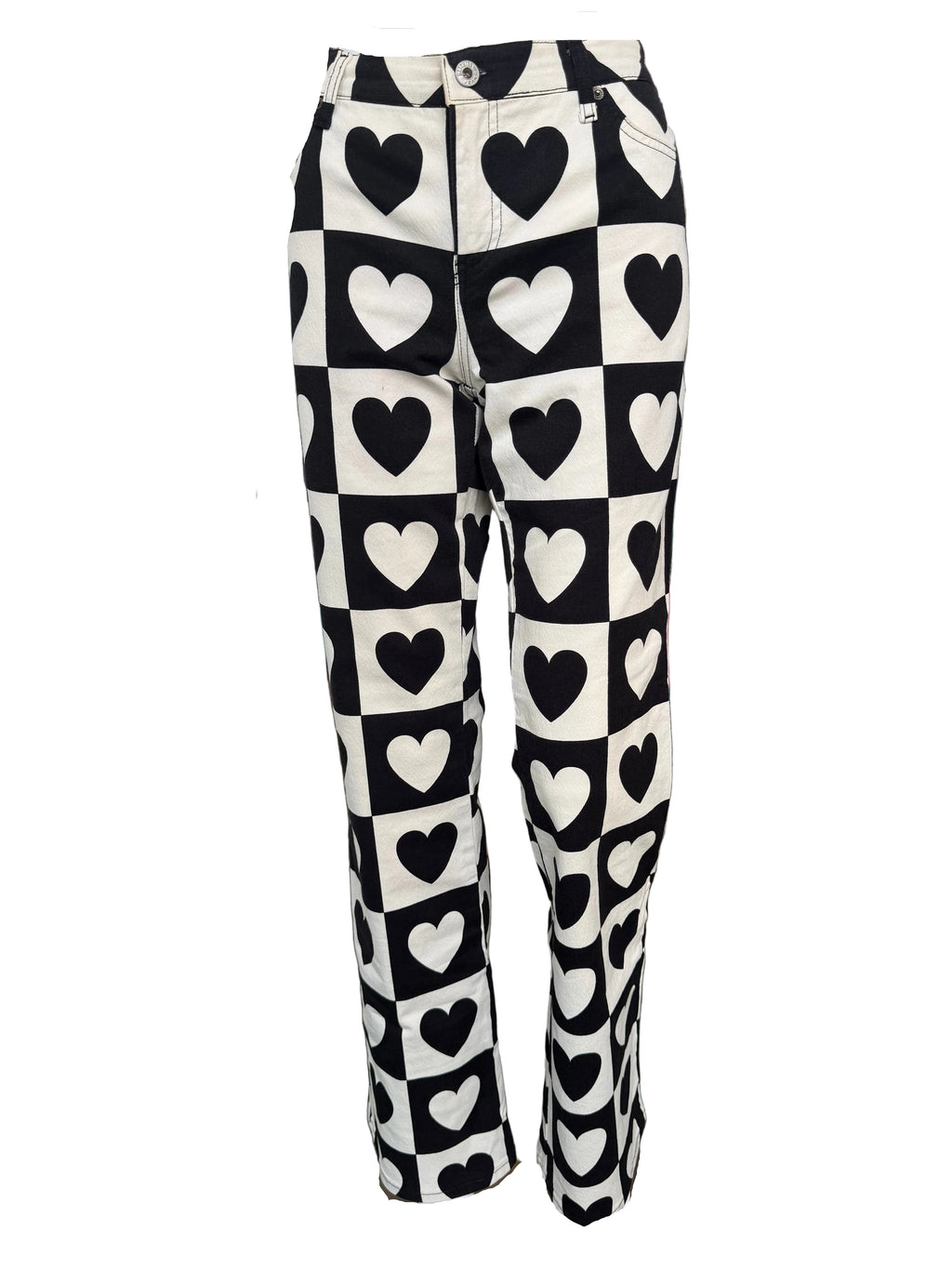 Jeans Moschino cuori bianchi e neri 90s