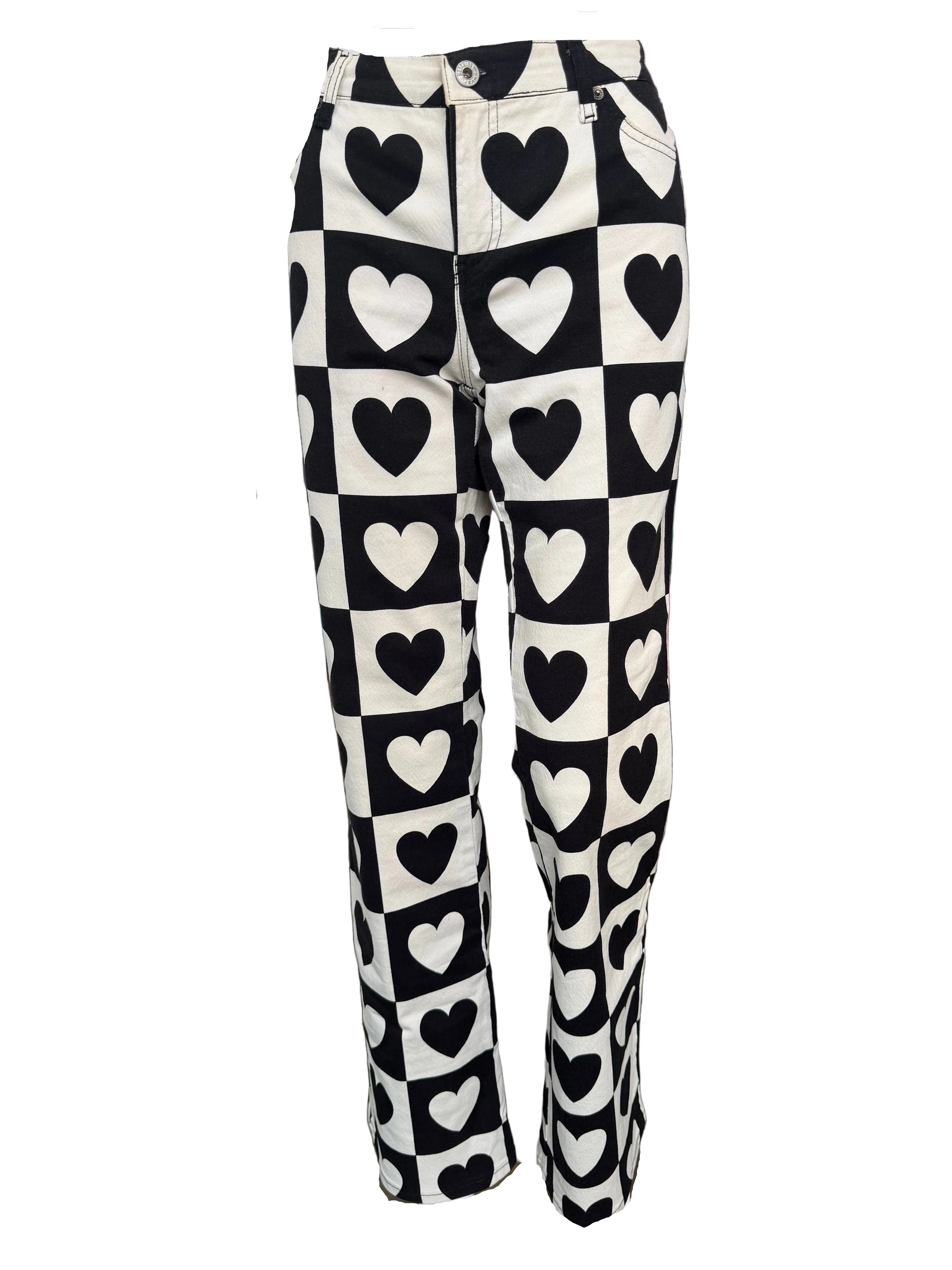 Jeans Moschino cuori bianchi e neri 90s