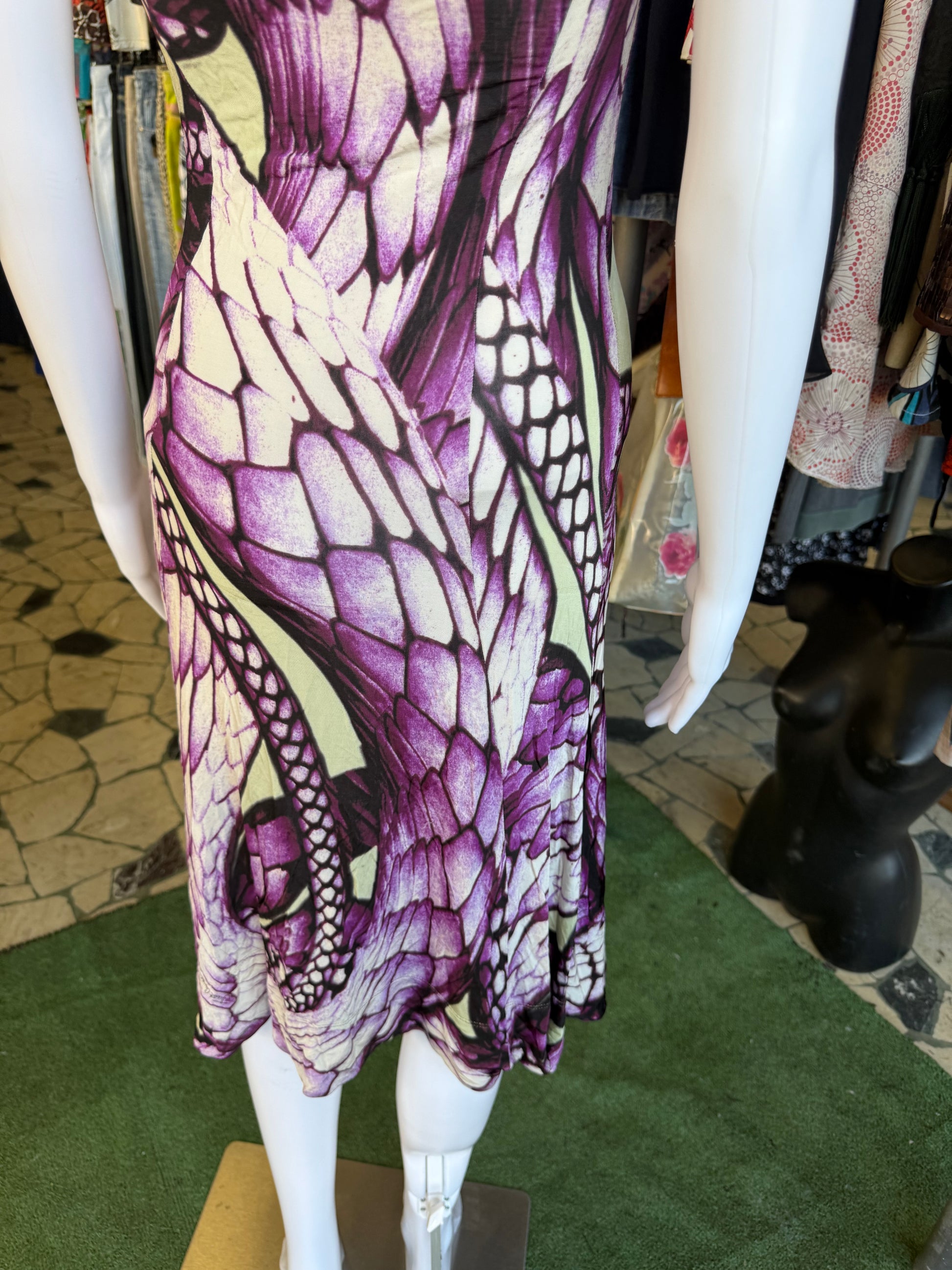 Abito Roberto Cavalli squame serpente viola 00s