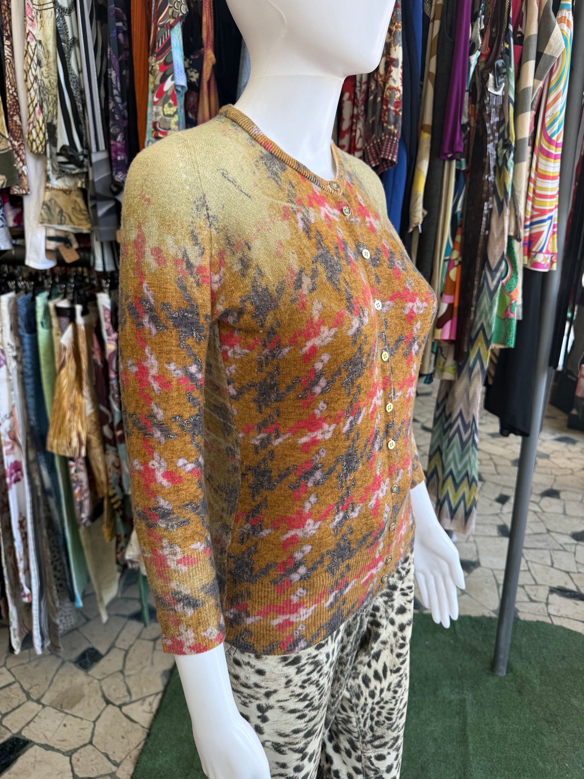 Cardigan Roberto Cavalii FW2002 pied de poule degradè