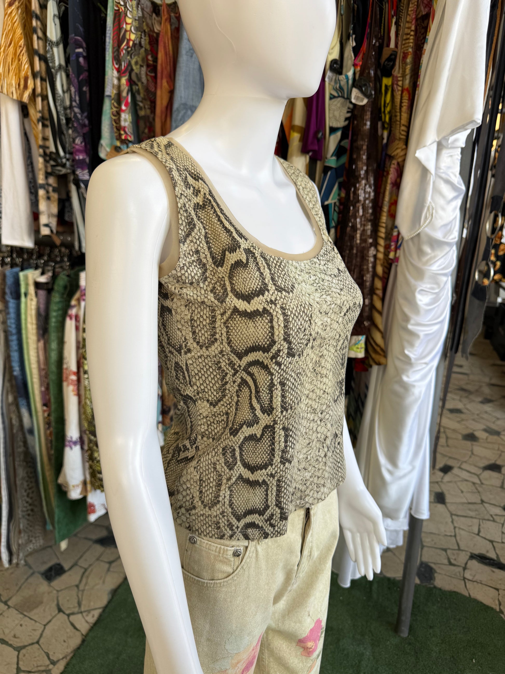 Top smanicato Roberto Cavalli SS1998 pitone