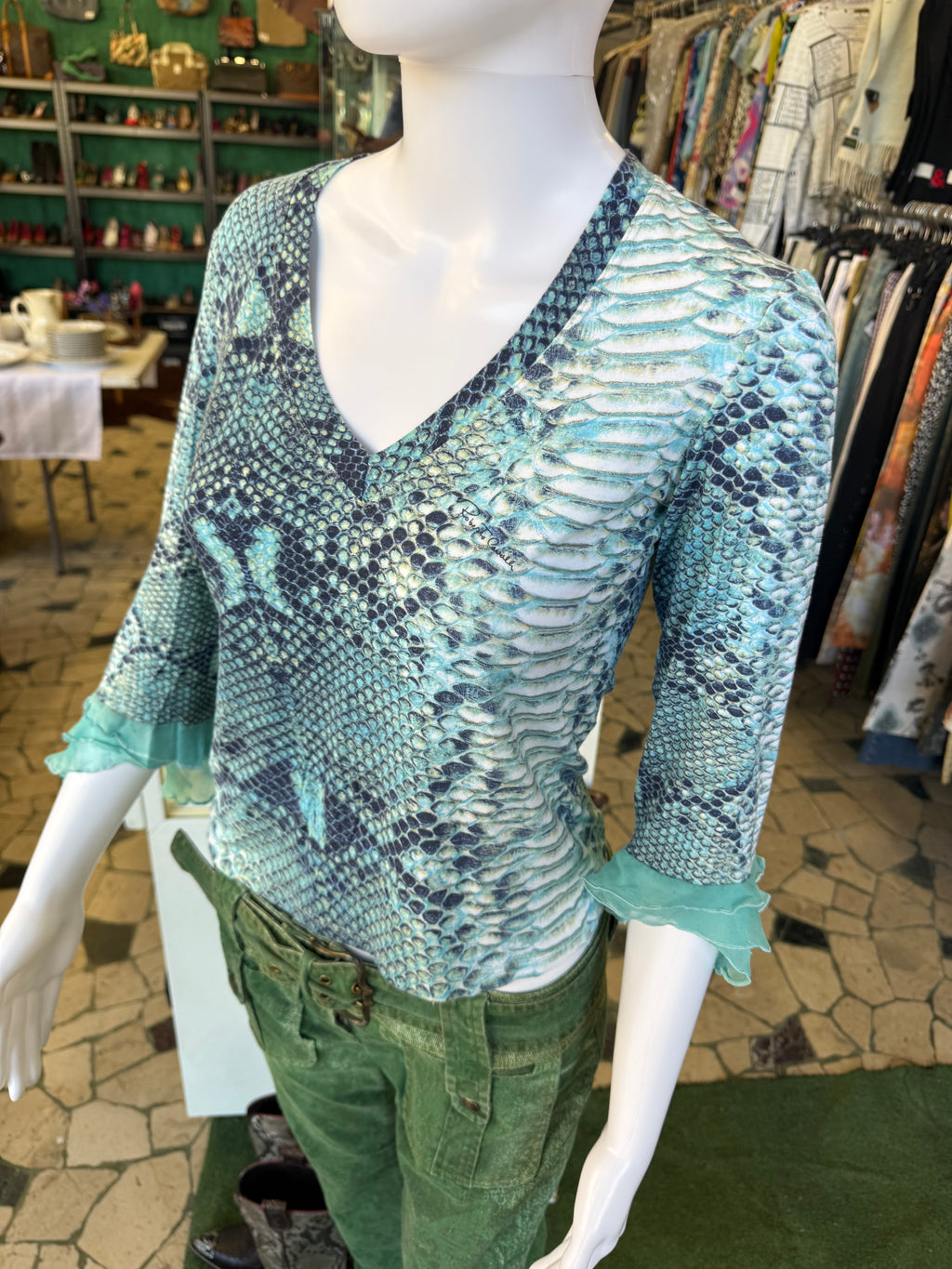 Top Roberto Cavalli SS2000 blue Python