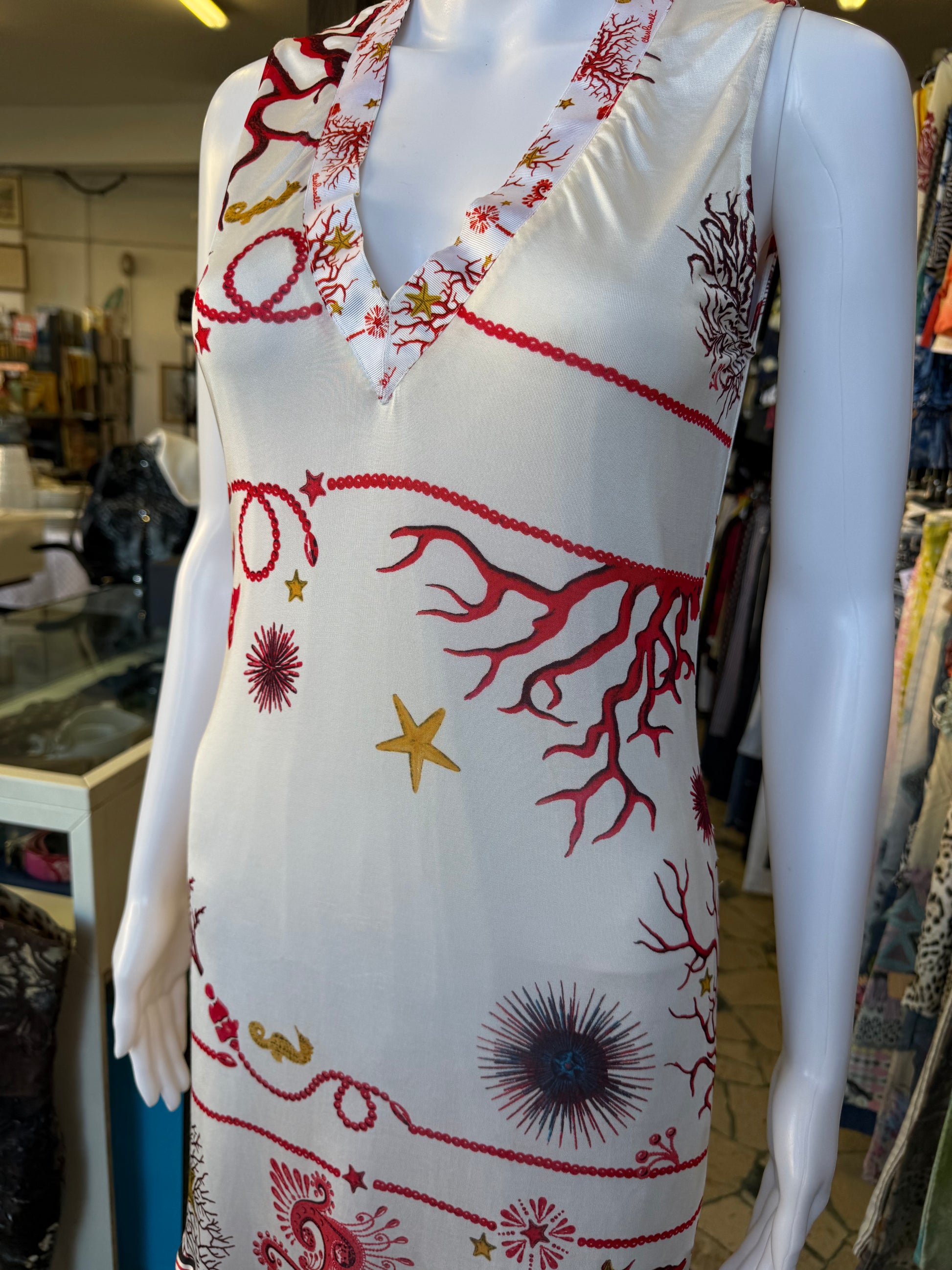 Abito Roberto Cavalli mare, coralli e pesci  2000s