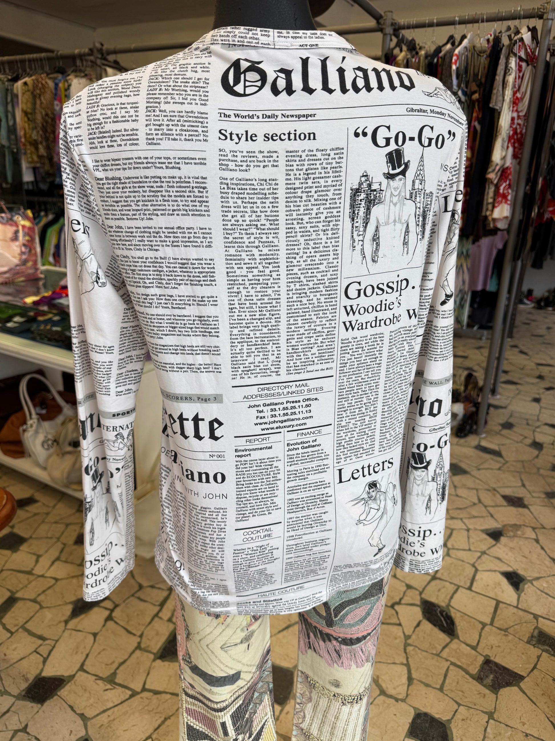 Top manica lunga John Galliano gazette 2000”