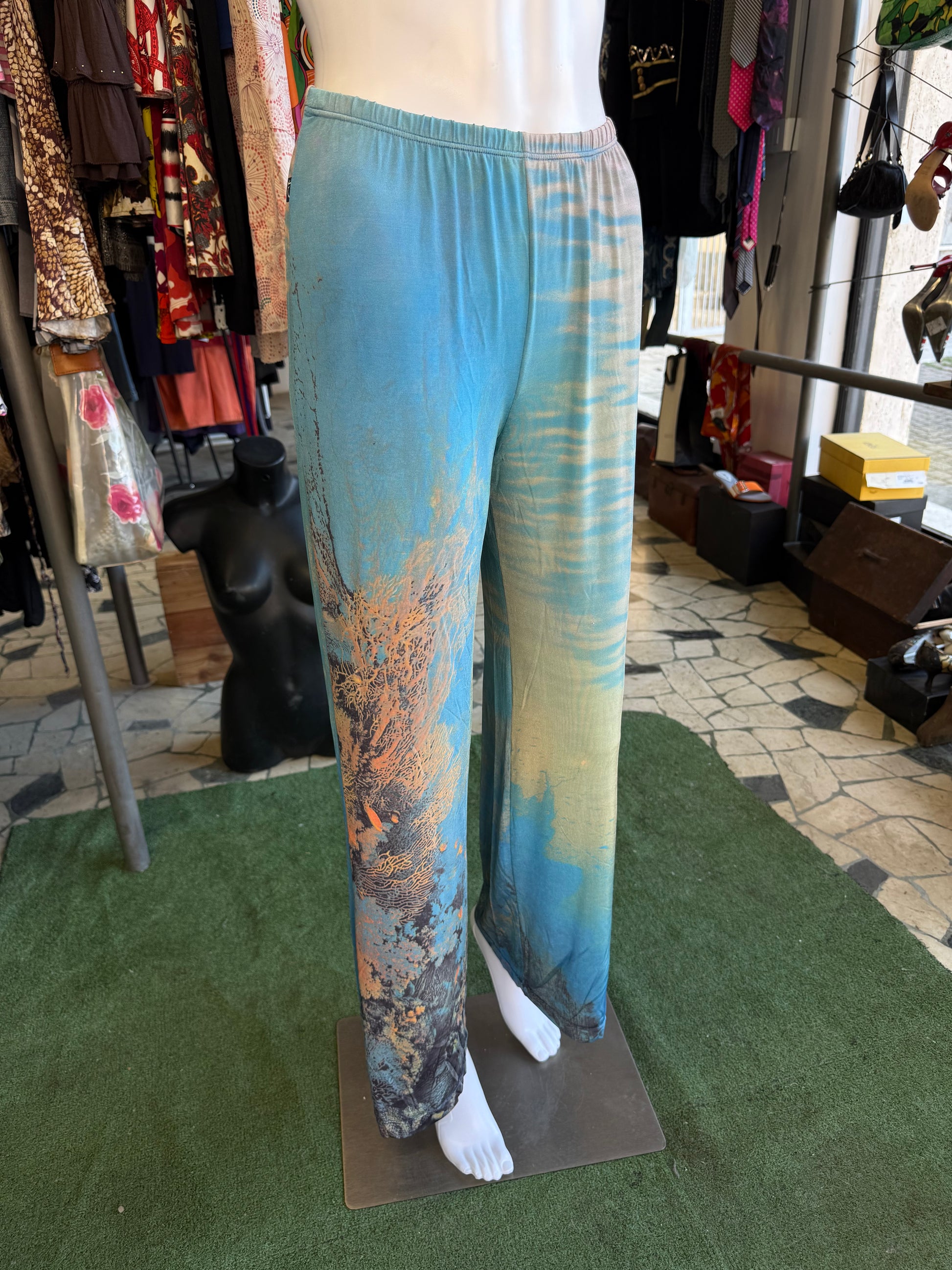 Pantalone Roberto Cavalli stampa barriera corallina 90s