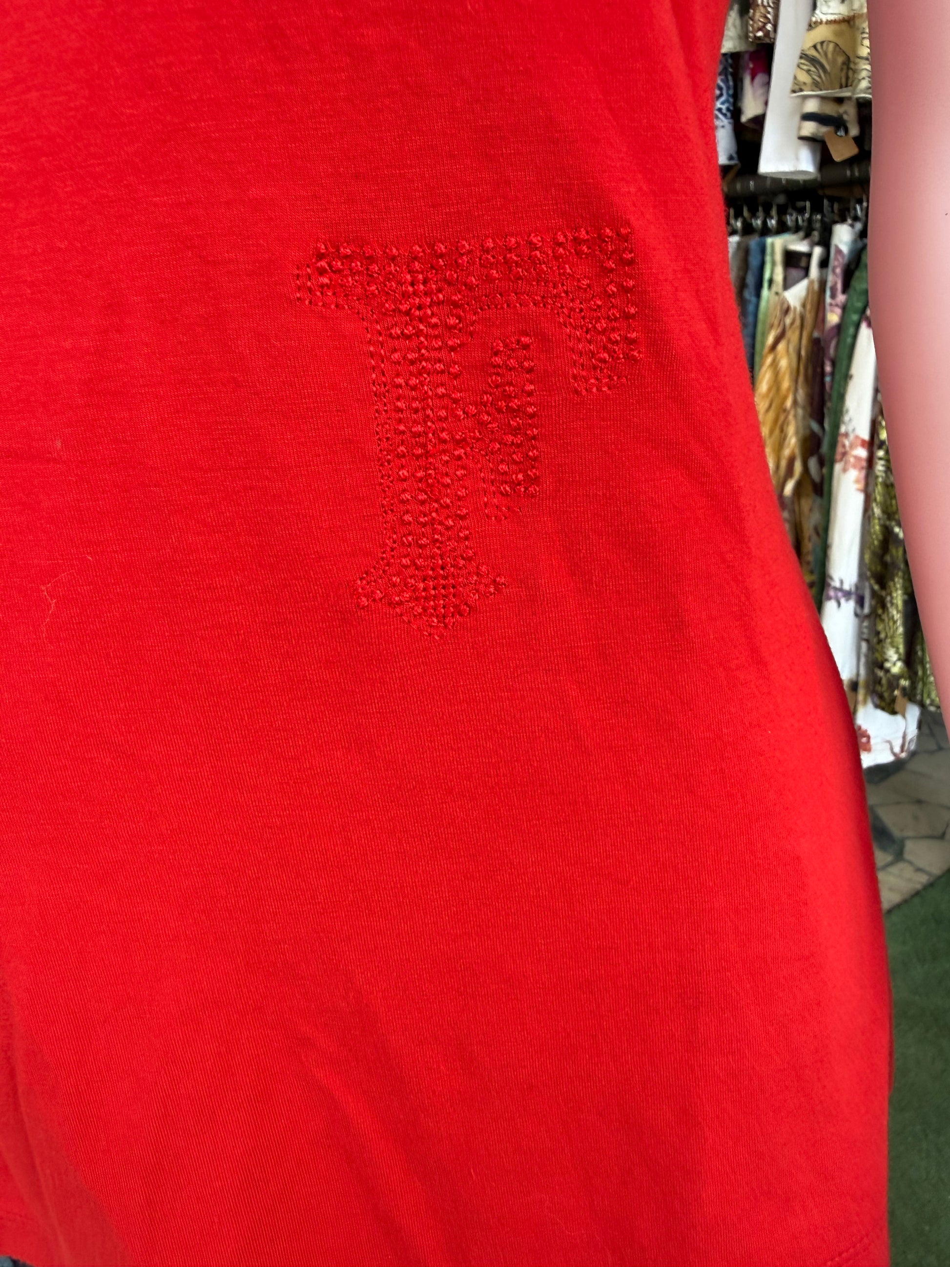 Top smanicato Gianfranco Ferrè rosso 00s