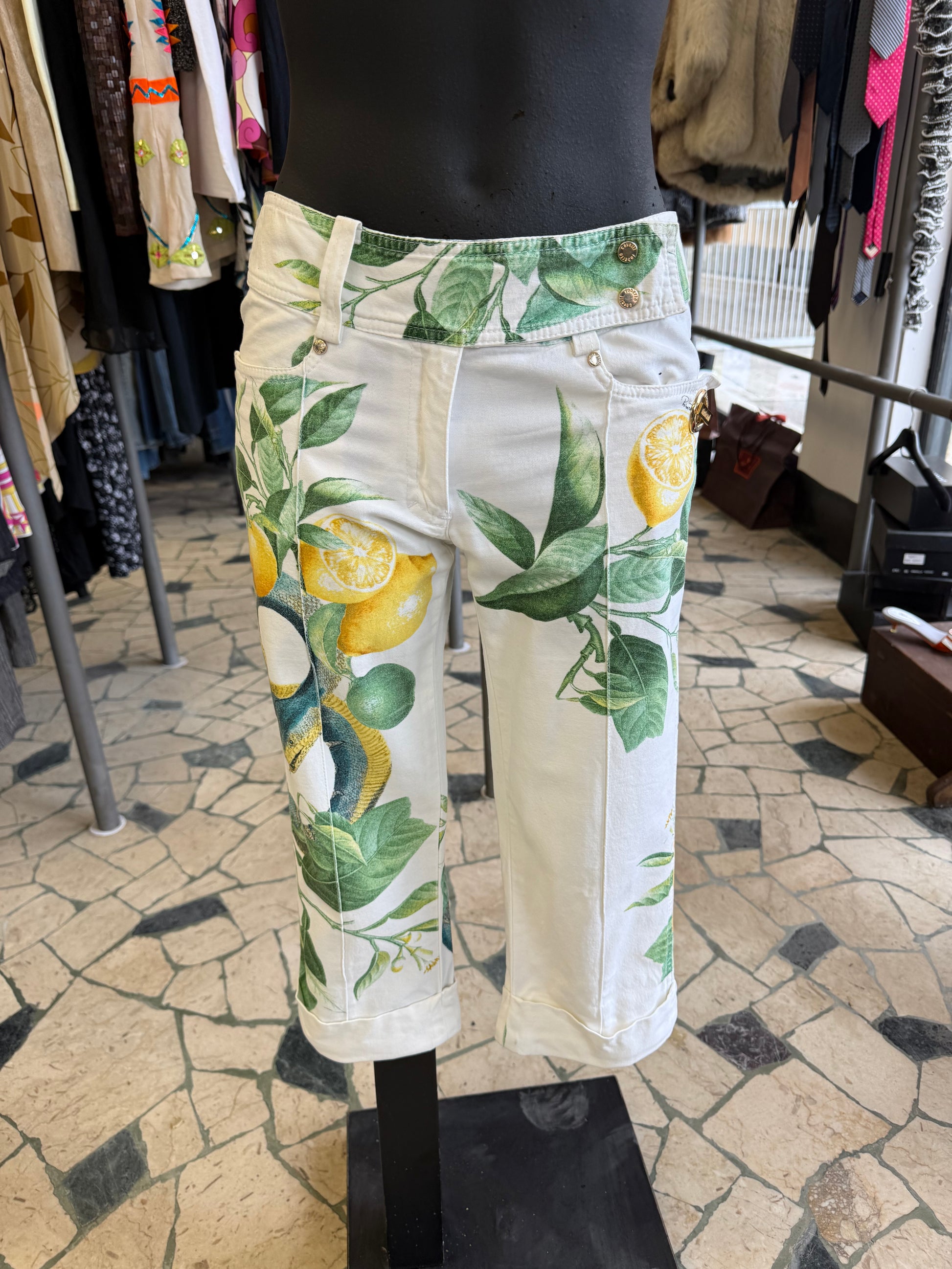 Pantaloni Roberto Cavalli SS2005 limoni e serpenti