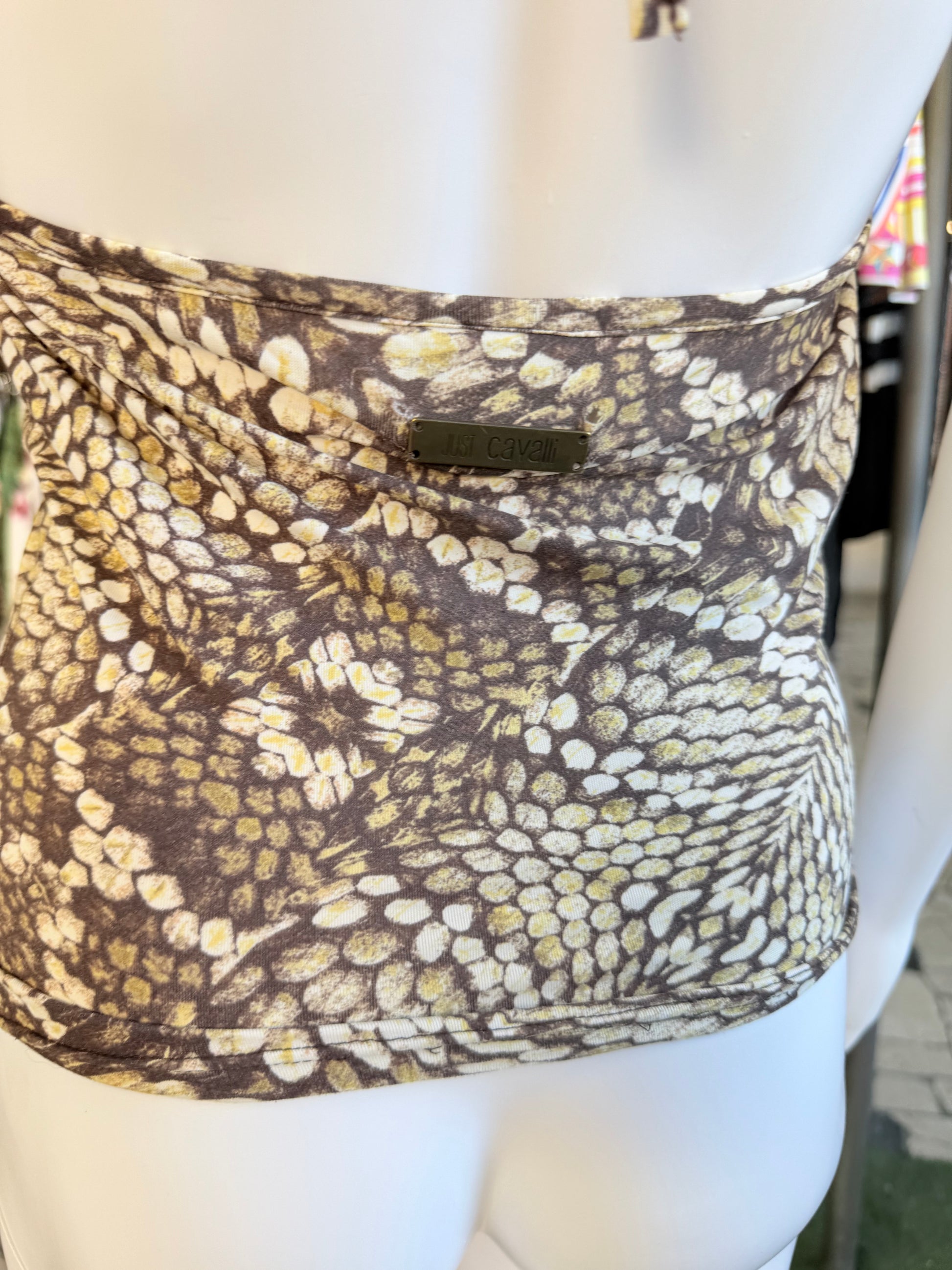 Top Roberto Cavalli pitone marrone 00s