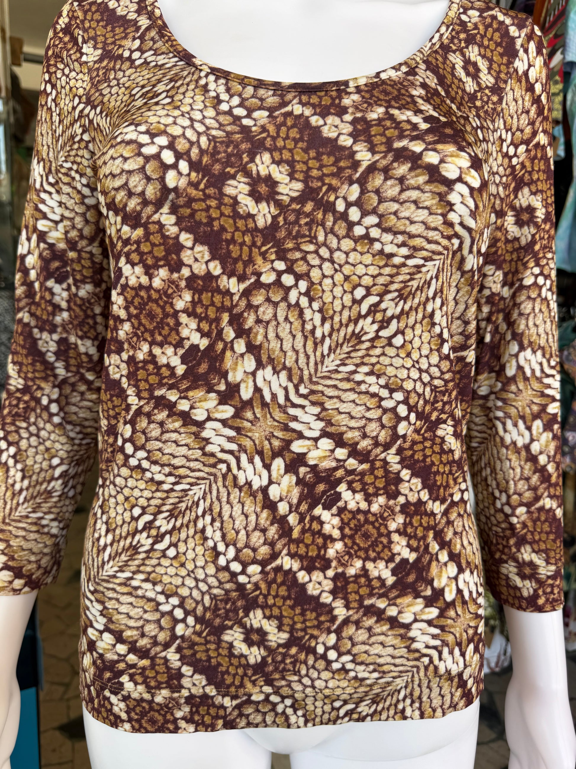 Top manica lunga pitone marrone Roberto Cavalli 00s