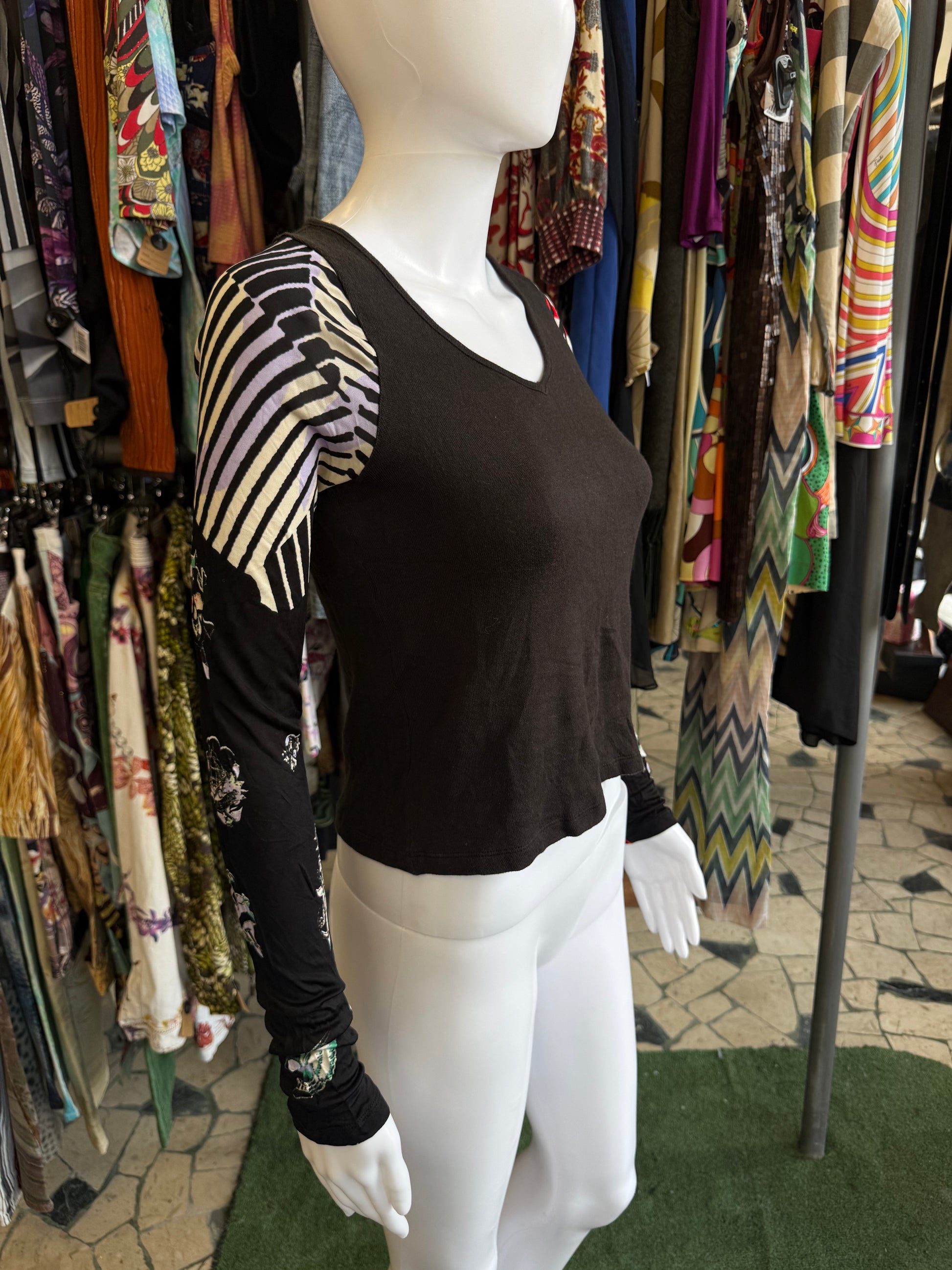 Top Roberto Cavalli tattoo multicolore 00s