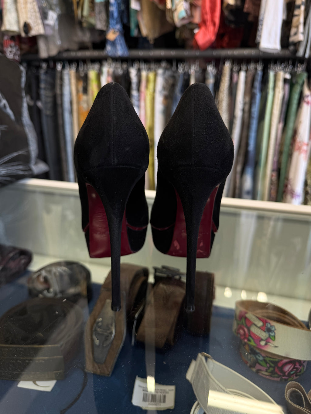 Décolleté Gianmarco Lorenzi 16 cm camoscio nero e bordeaux