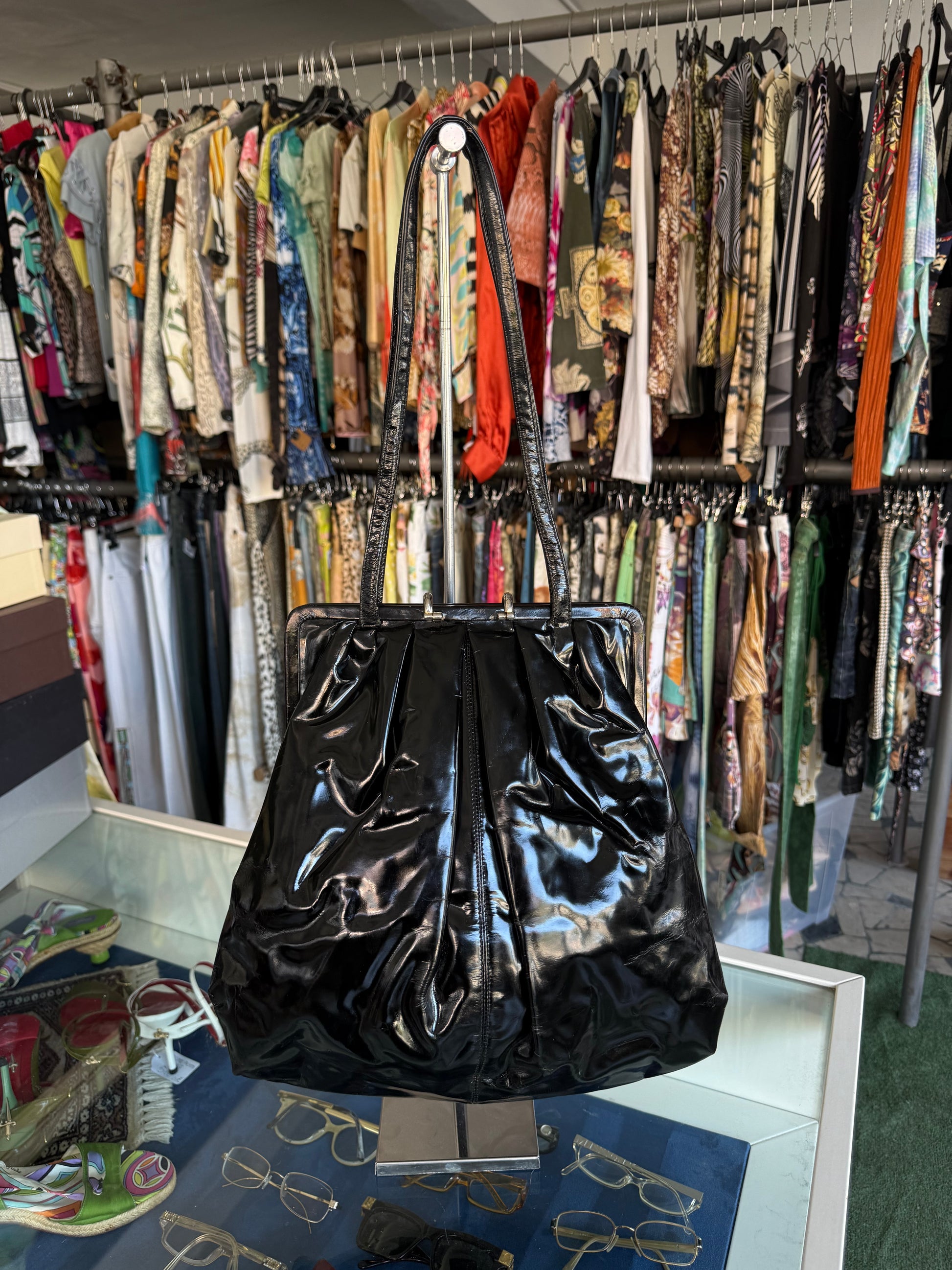 Borsa Bottega Veneta vernice nera anni 70