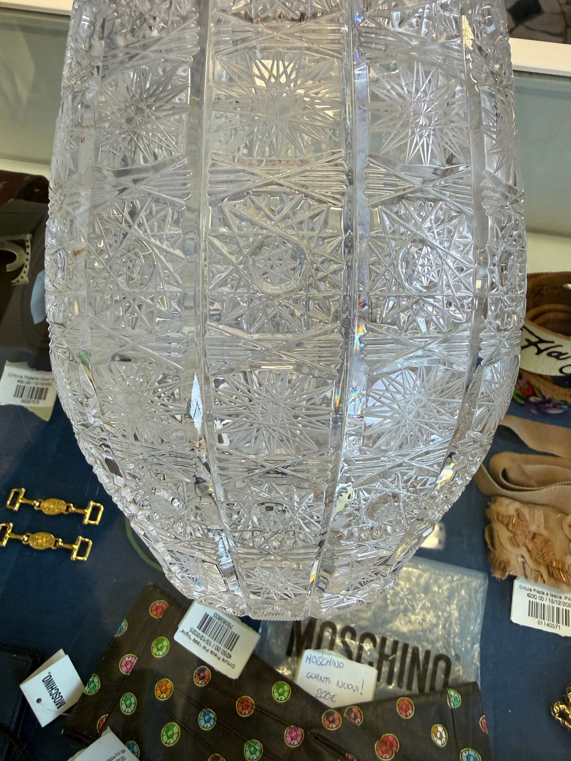 Vaso cristallo con intarsi e lavorazioni