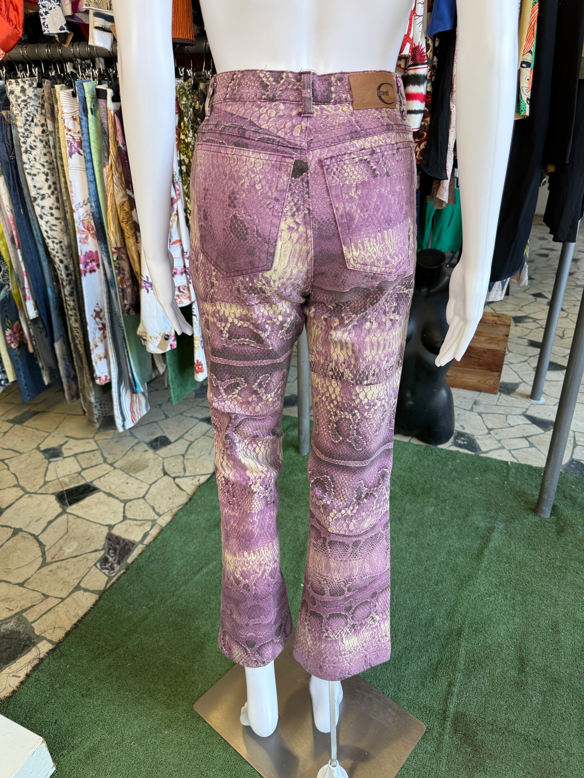 Jeans Roberto Cavalli pitone viola 00s