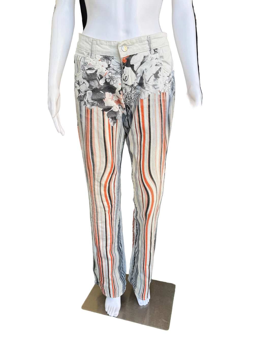 Jeans Roberto Cavalli fiori astratti 2000s
