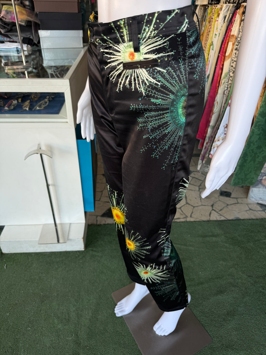 Pantaloni Moschino fiori a microscopio 90s