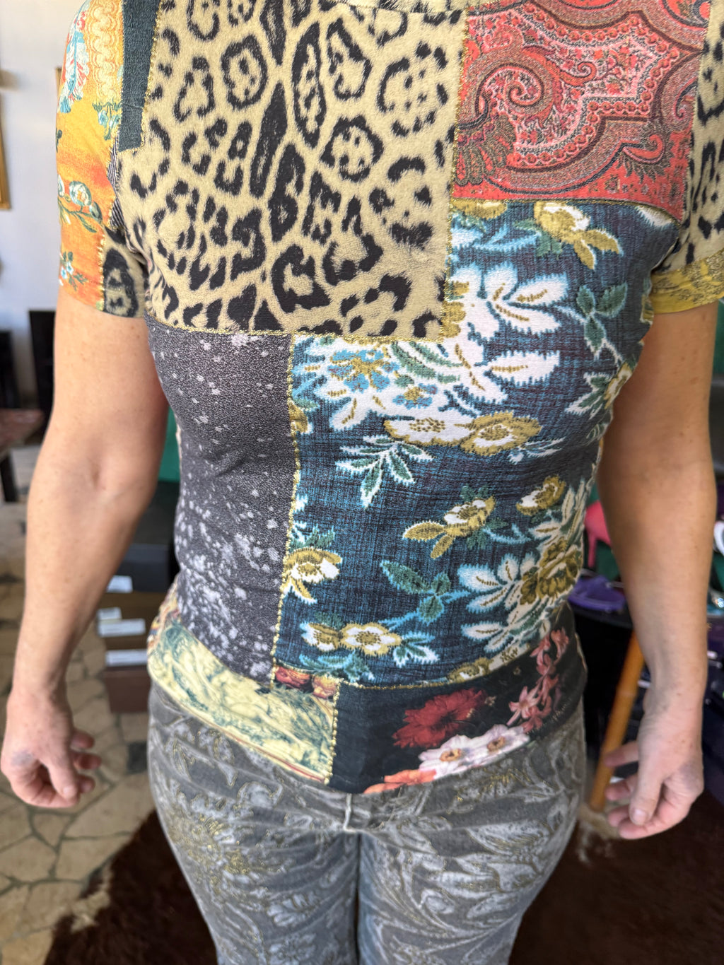 Top a collo alto patchwork Roberto Cavalli SS2002