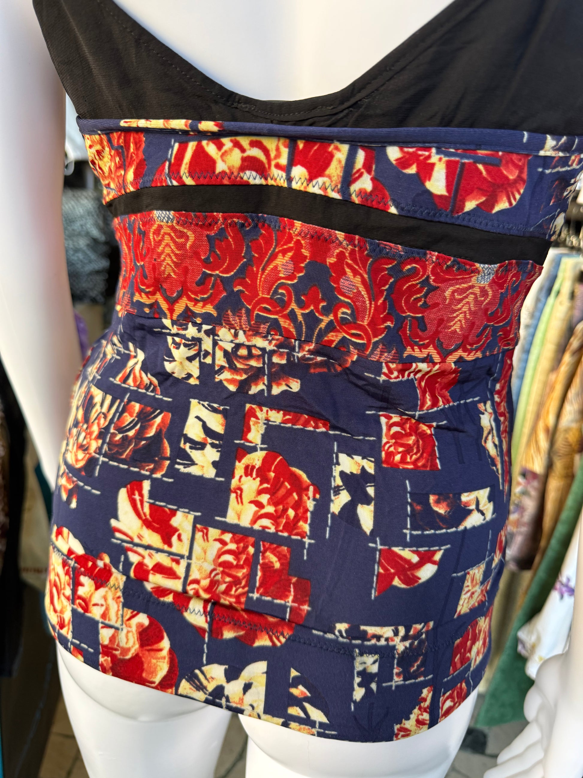 Top Roberto Cavalli just fiori patchwork 2000s