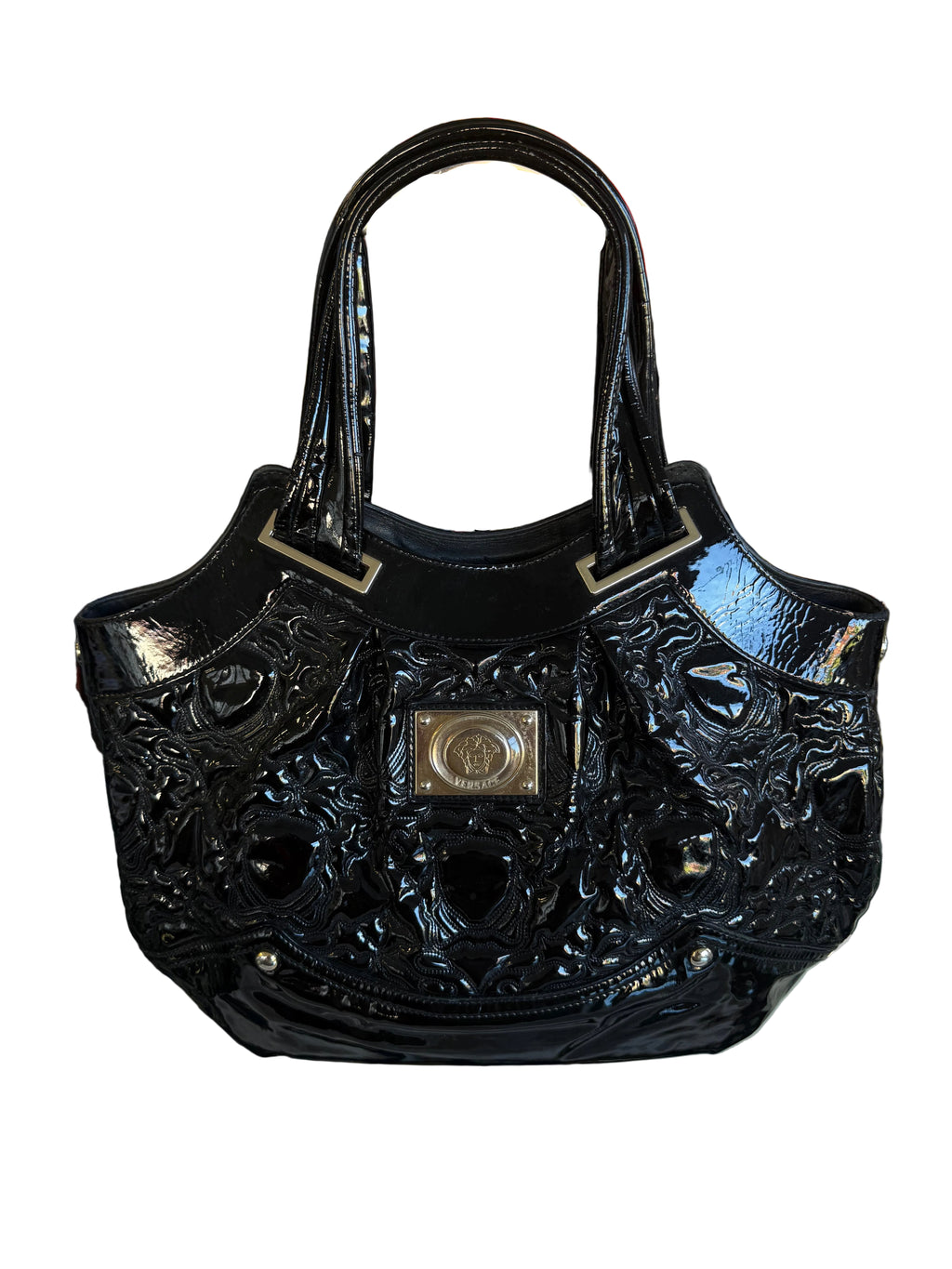 Borsa Versace bracco vernice nera