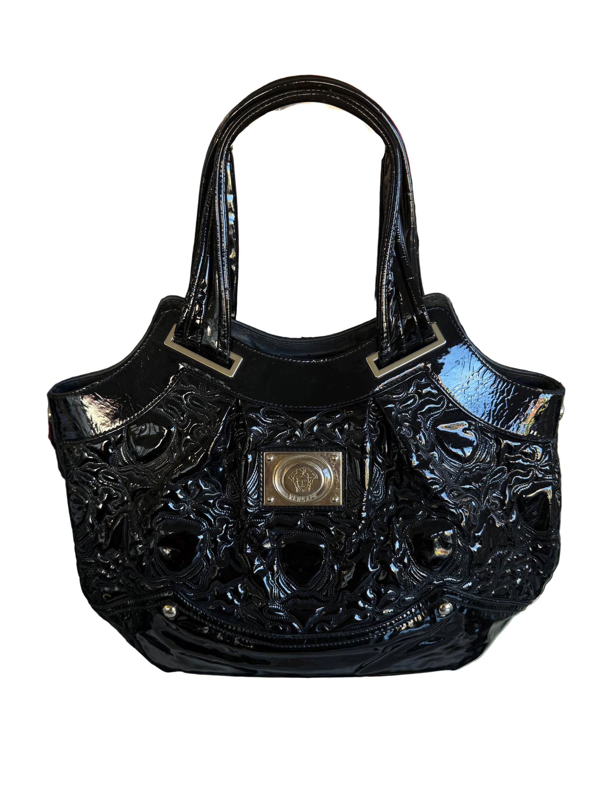 Borsa Versace bracco vernice nera