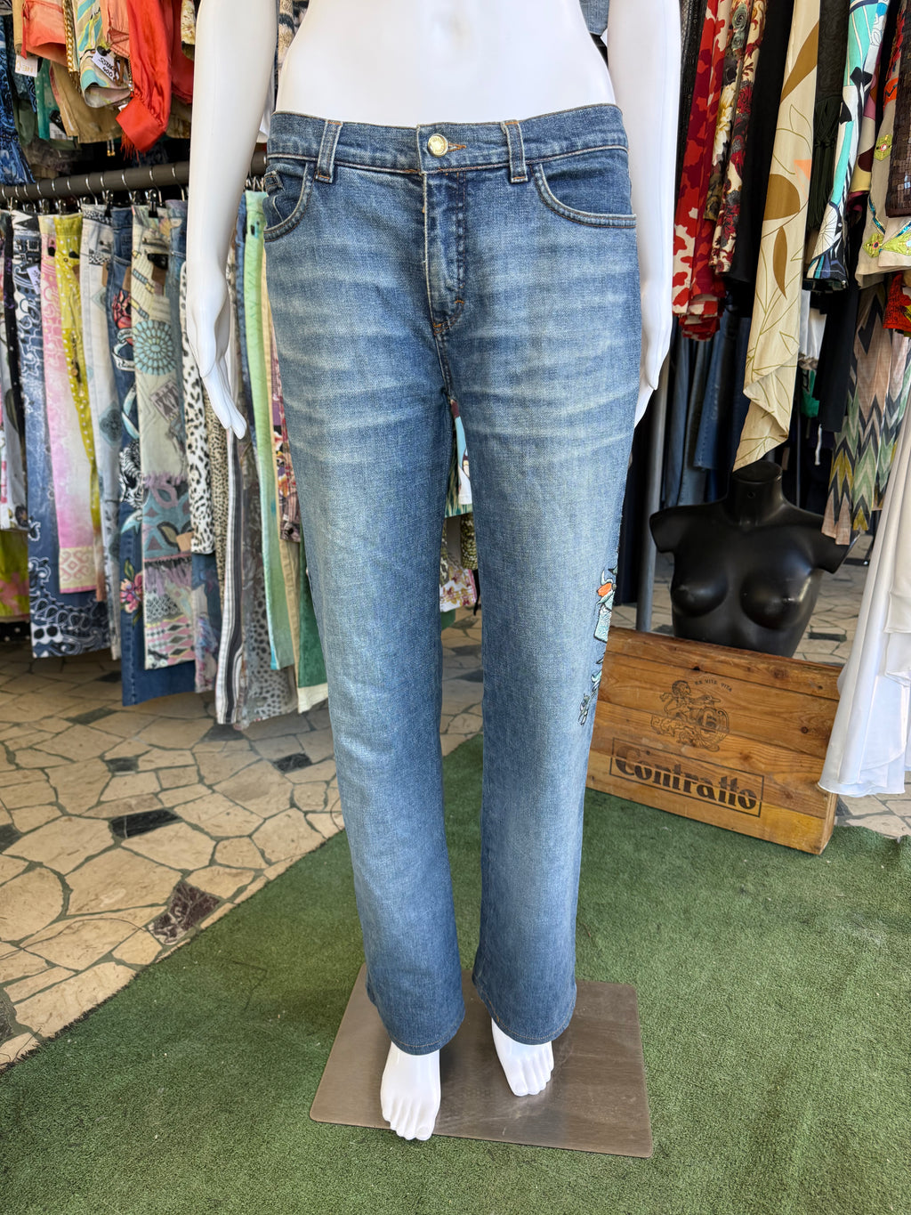 Jeans Roberto Cavalli SS2003 tattoo ricami