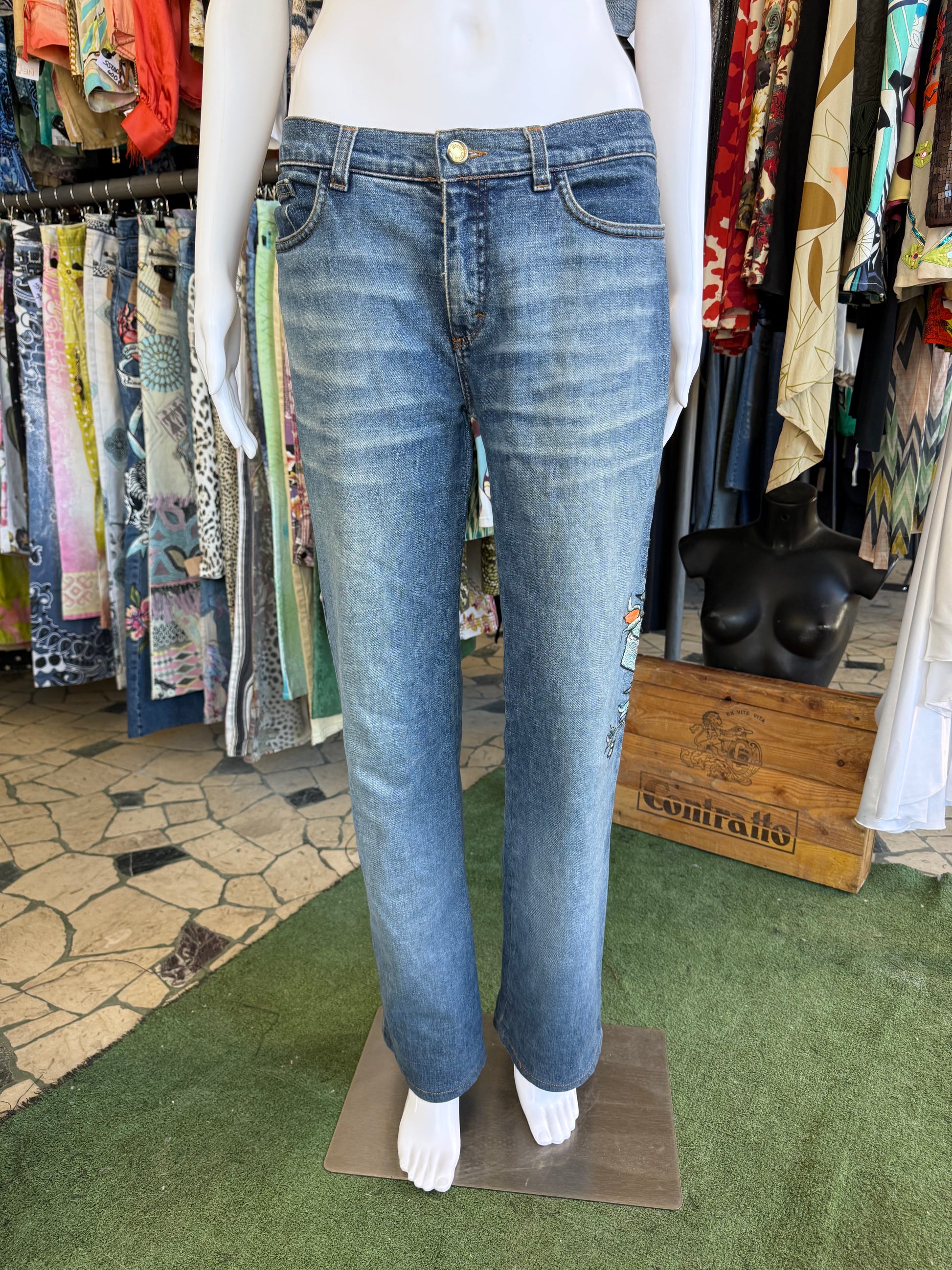 Jeans Roberto Cavalli SS2003 tattoo ricami