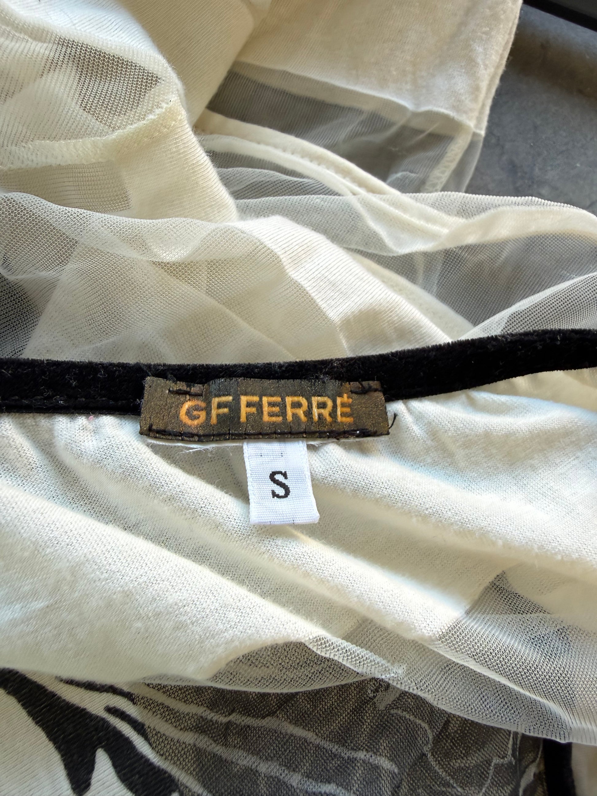 Top Gianfranco Ferrè drago su mesh 00s
