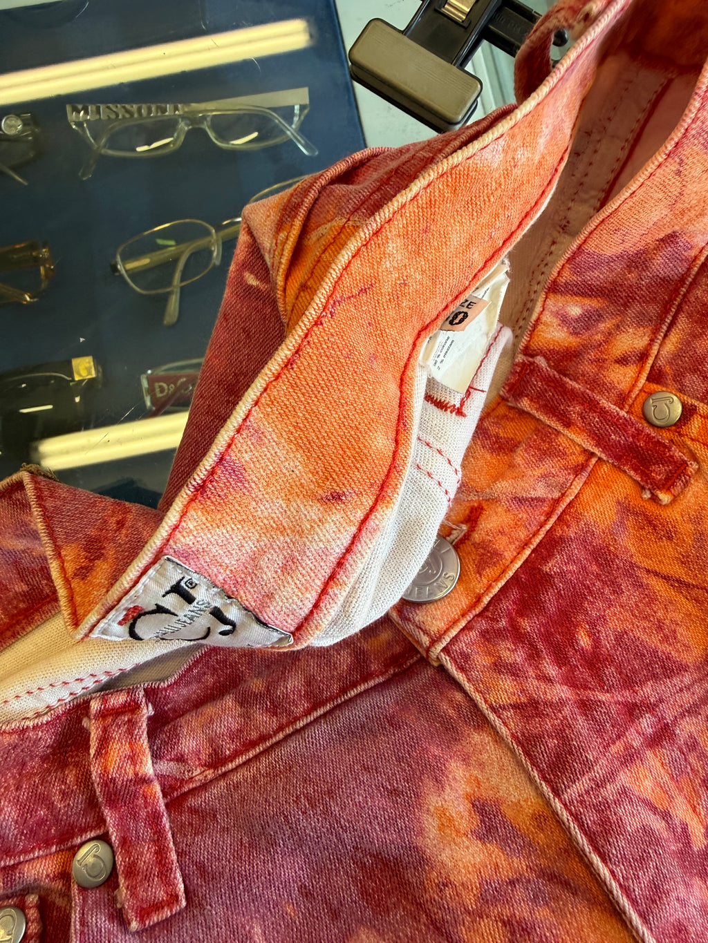 Jeans Roberto Cavalli fiori rossi 90s
