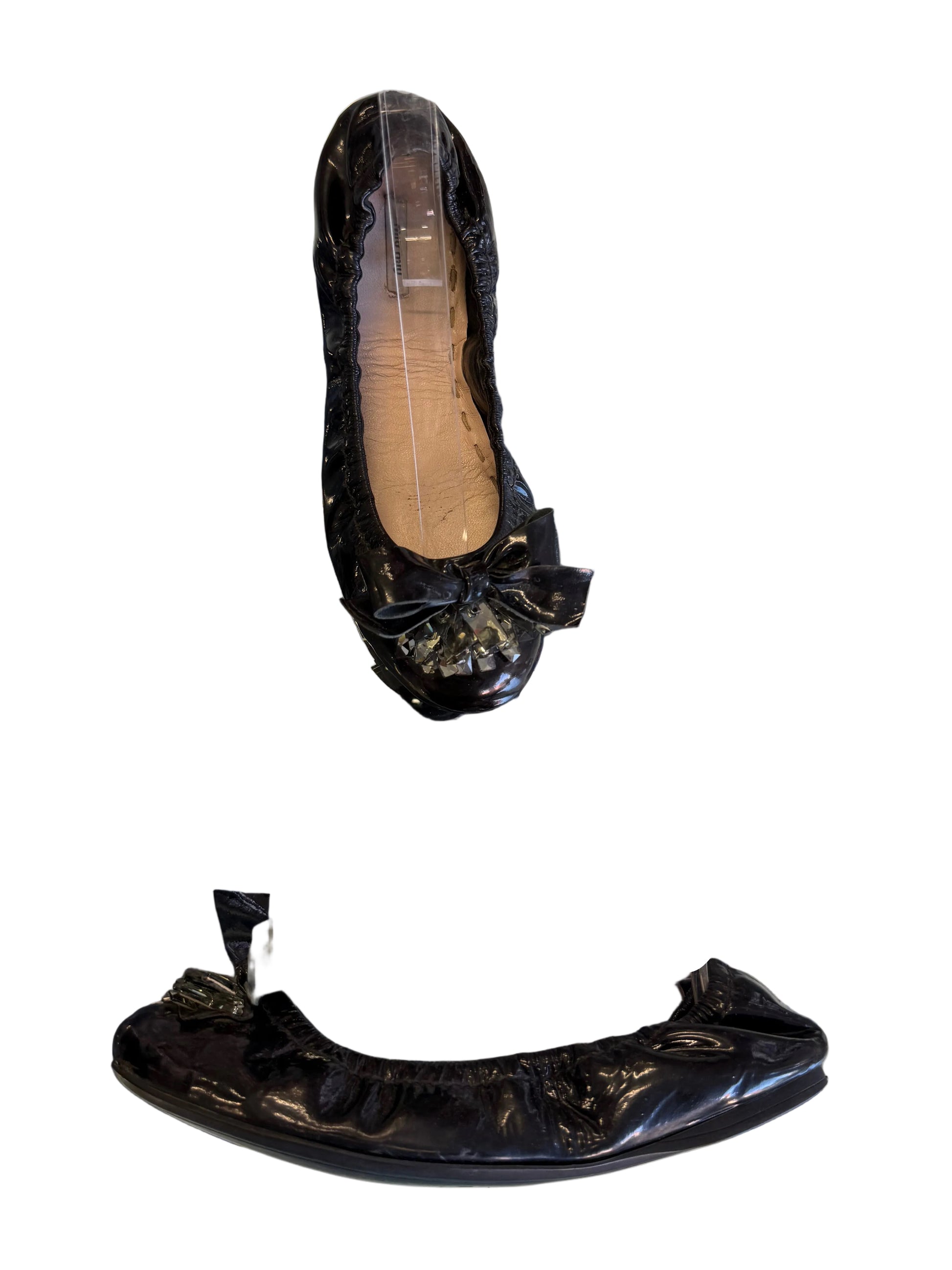 Ballerine Miu Miu pelle e cristalli 00s