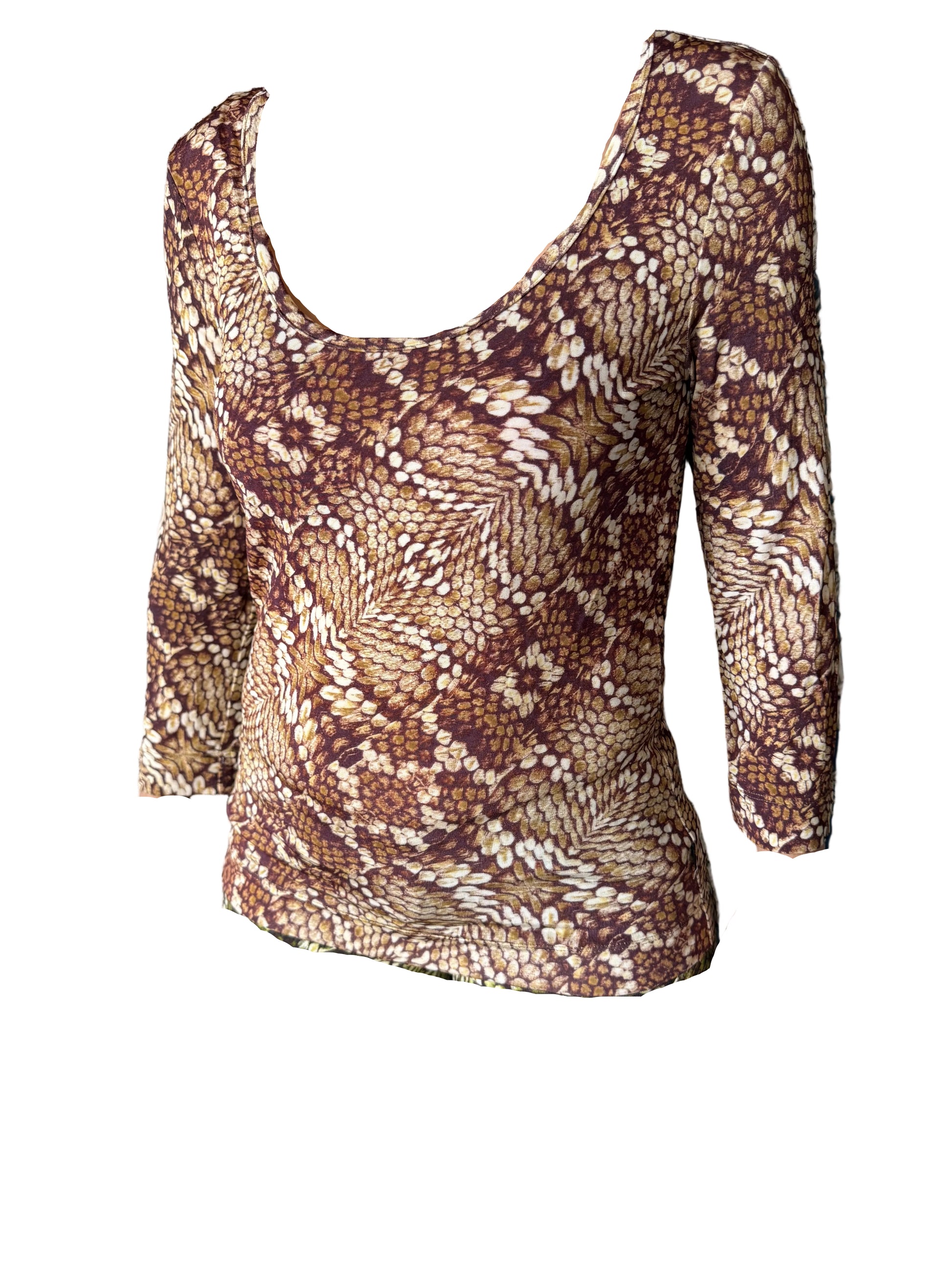 Top manica lunga pitone marrone Roberto Cavalli Just 2000”
