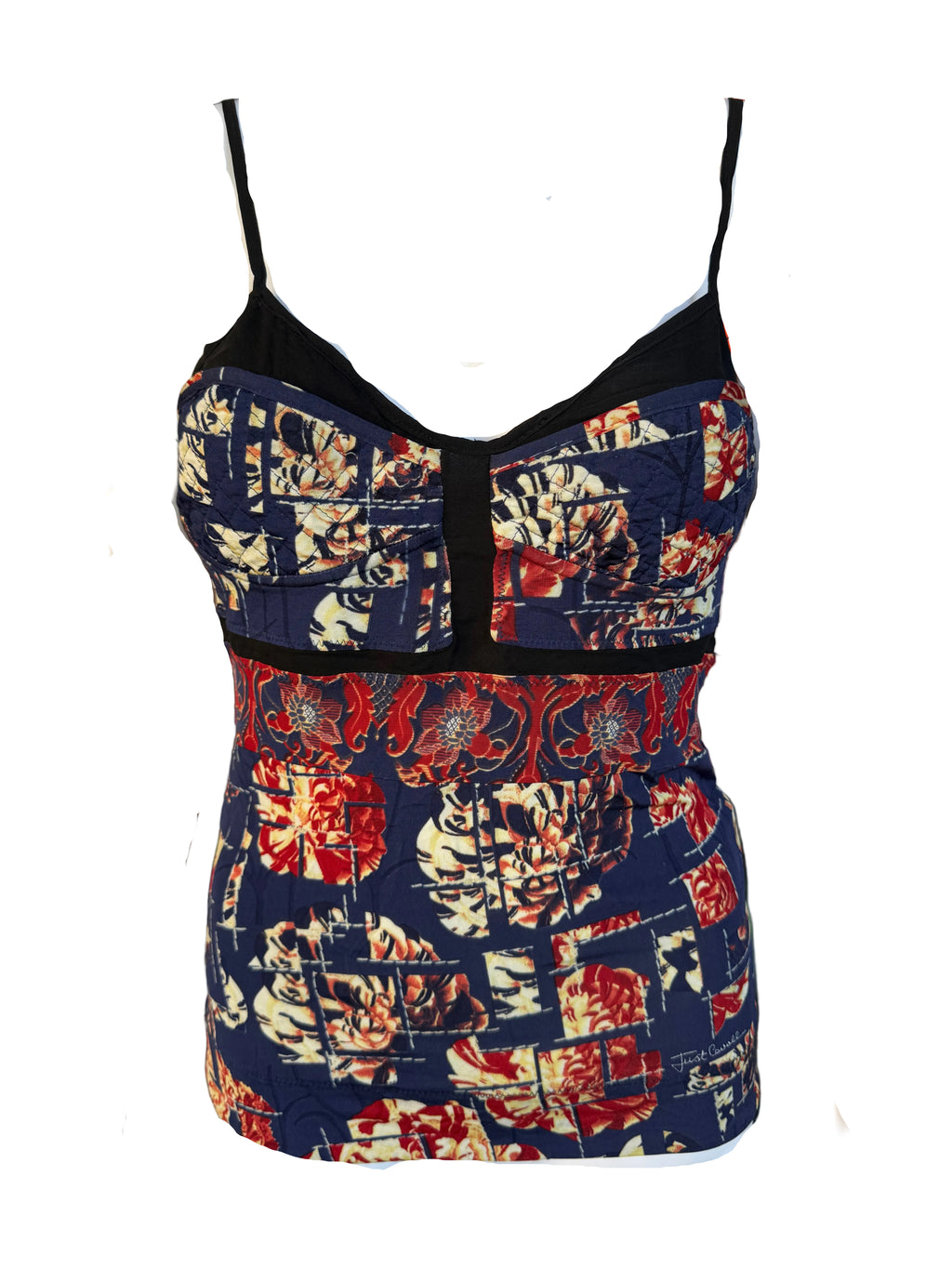 Top Roberto Cavalli just fiori patchwork 2000s