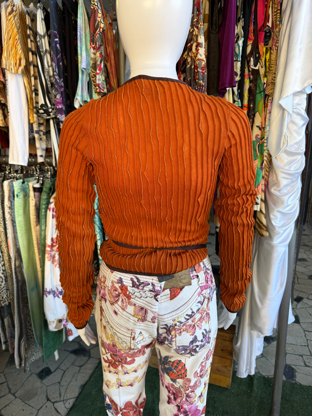 Cardigan top Roberto Cavalli arancione 2000s