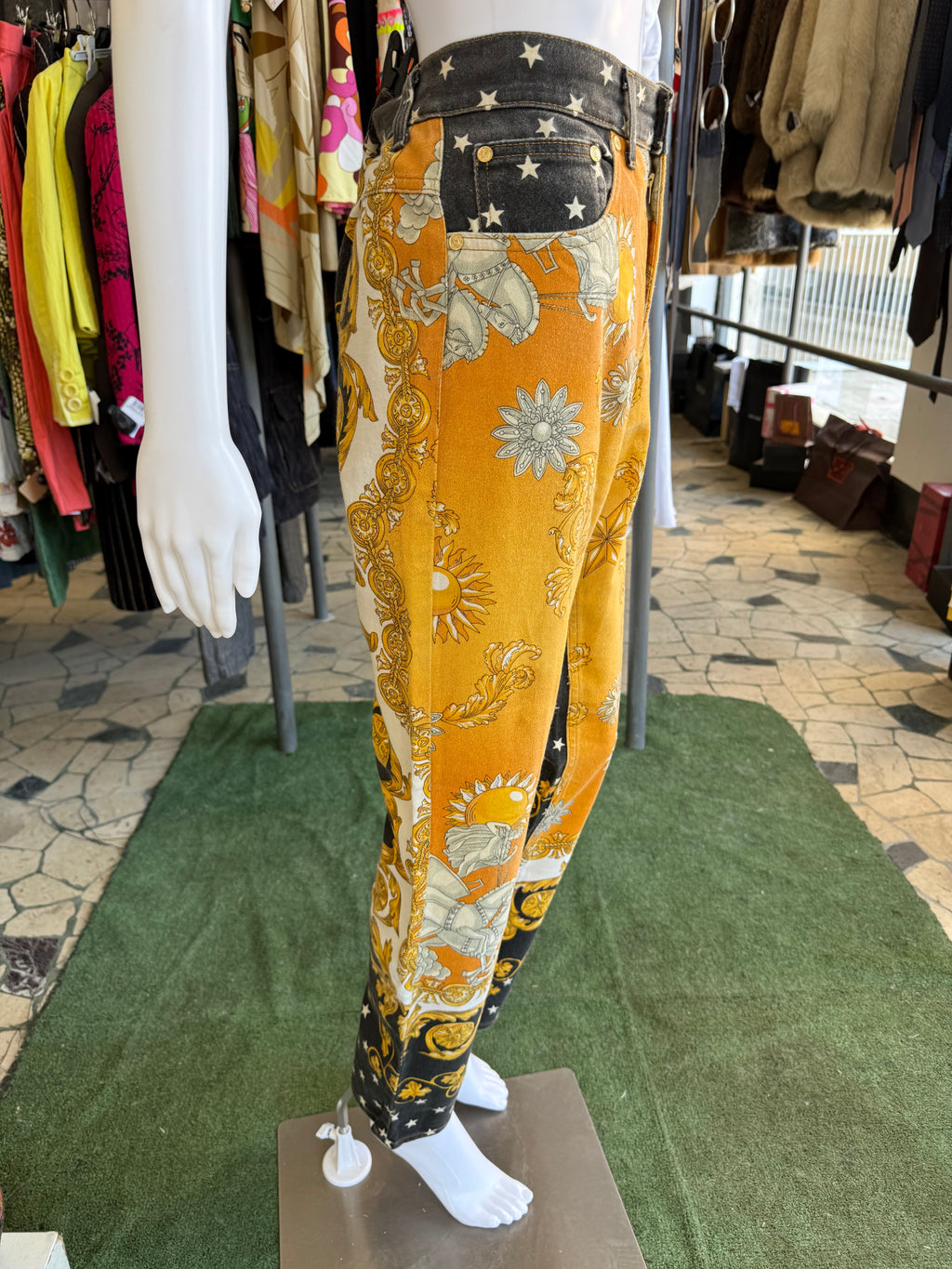 Jeans Roberto Cavalli barocco Pegaso 1990s