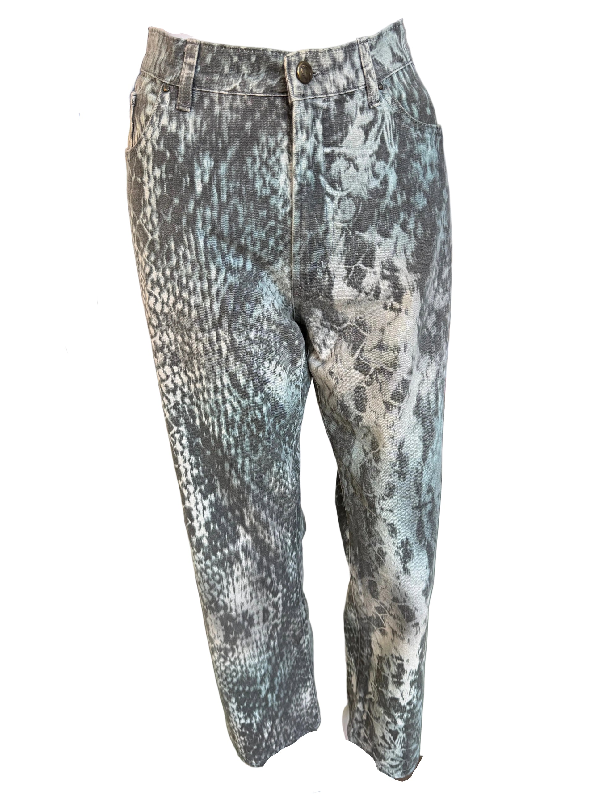 Jeans Roberto Cavalli pitone azzurro 00s