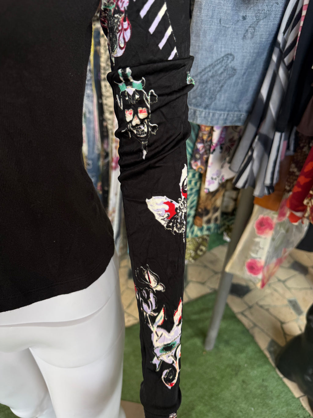 Top Roberto Cavalli tattoo multicolore 00s