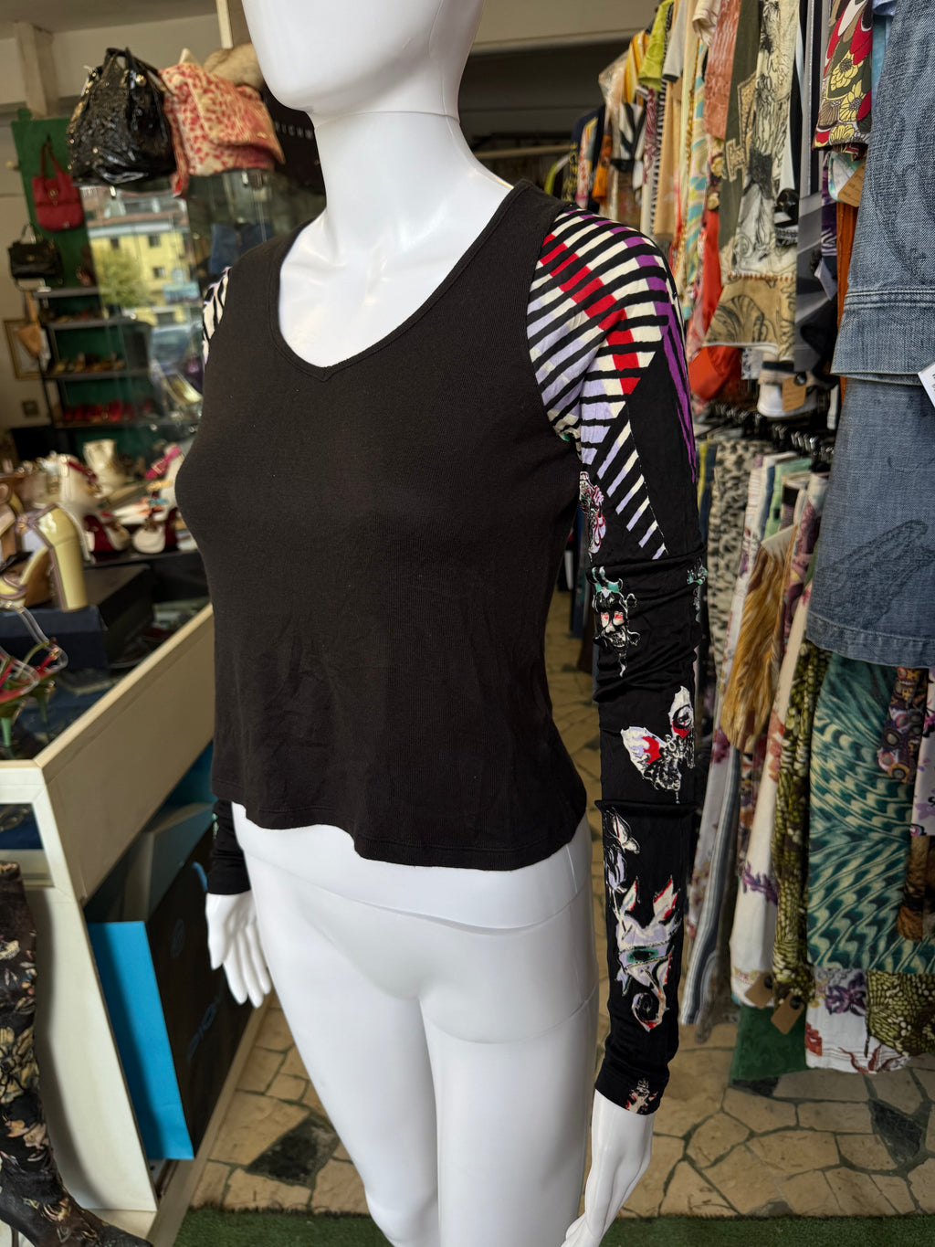 Top Roberto Cavalli tattoo multicolore 00s