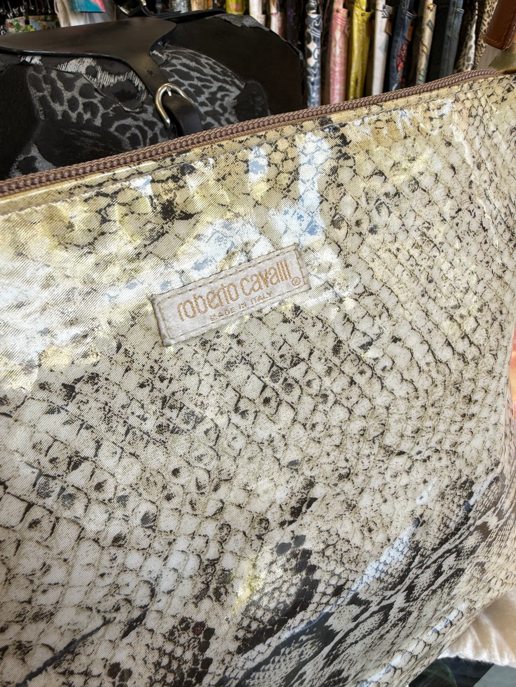 Borsa a spalla Roberto Cavalli SS1998 pitone e rose