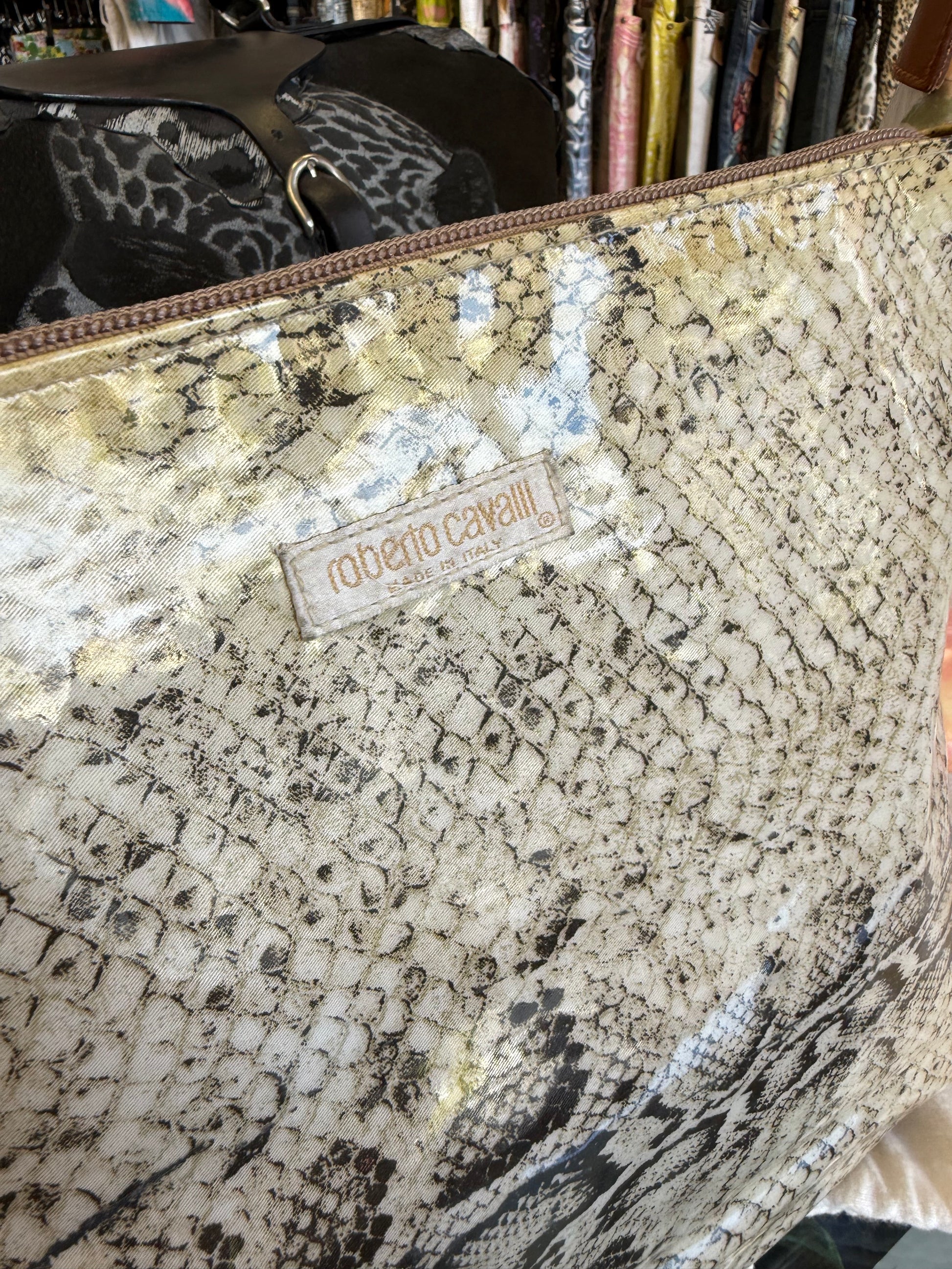 Borsa a spalla Roberto Cavalli SS1998 pitone e rose
