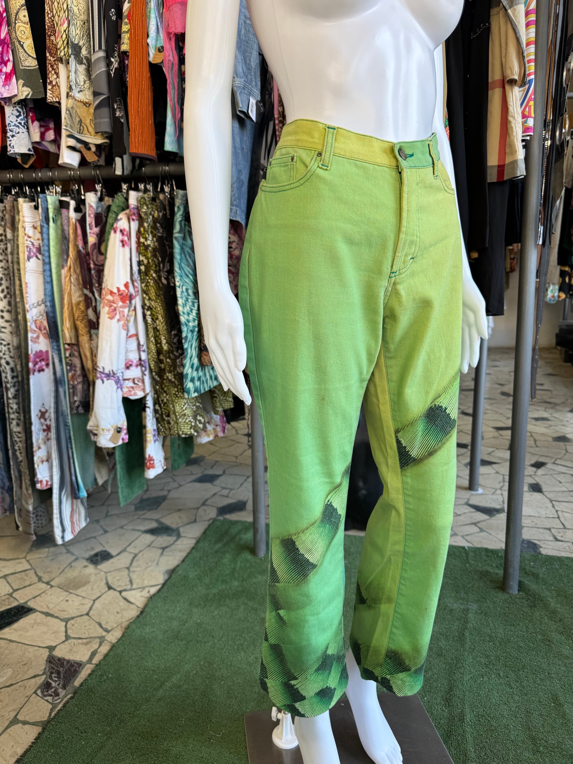 Jeans Roberto Cavalli verde iguana 00s