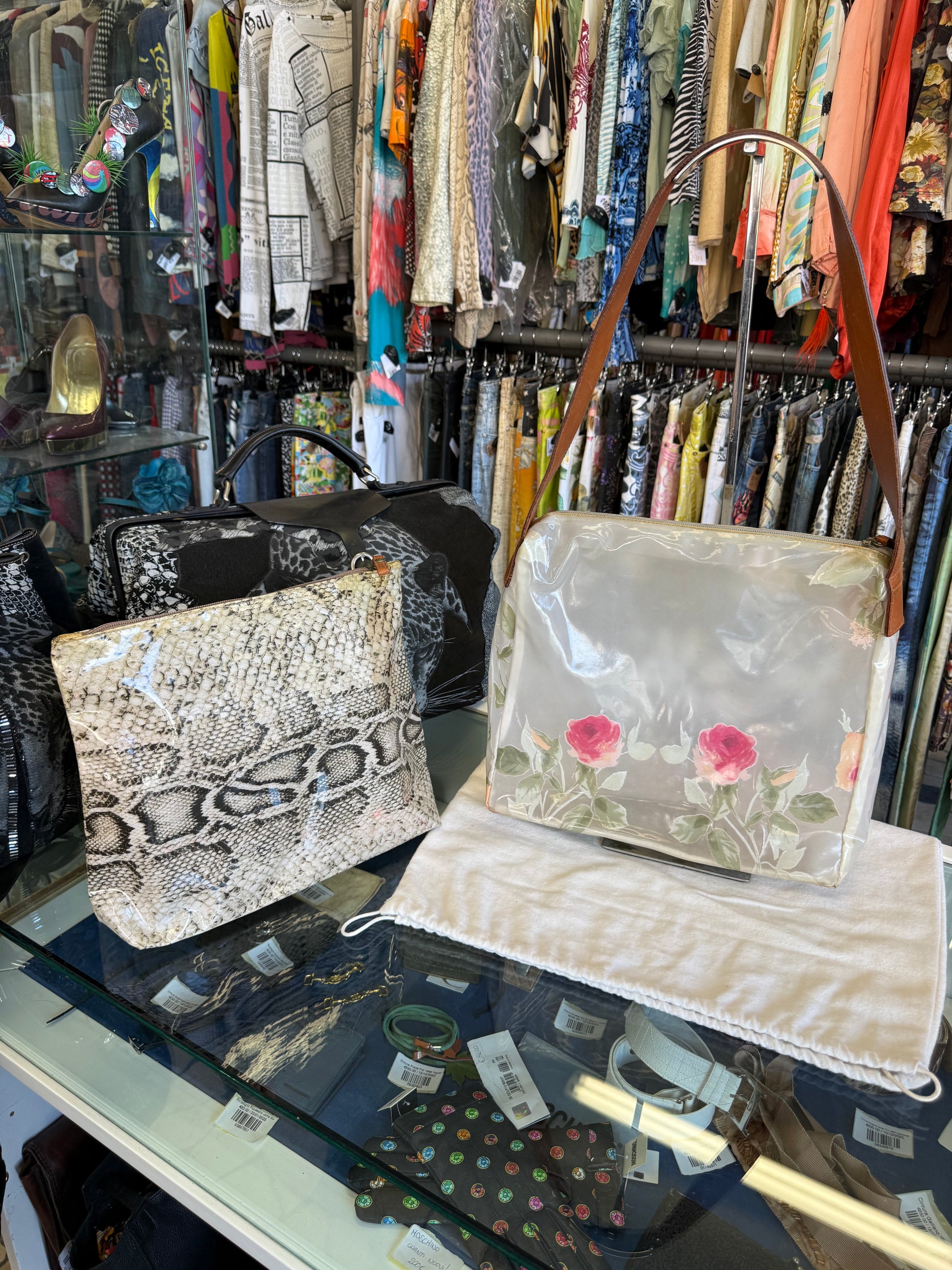 Borsa a spalla Roberto Cavalli SS1998 pitone e rose