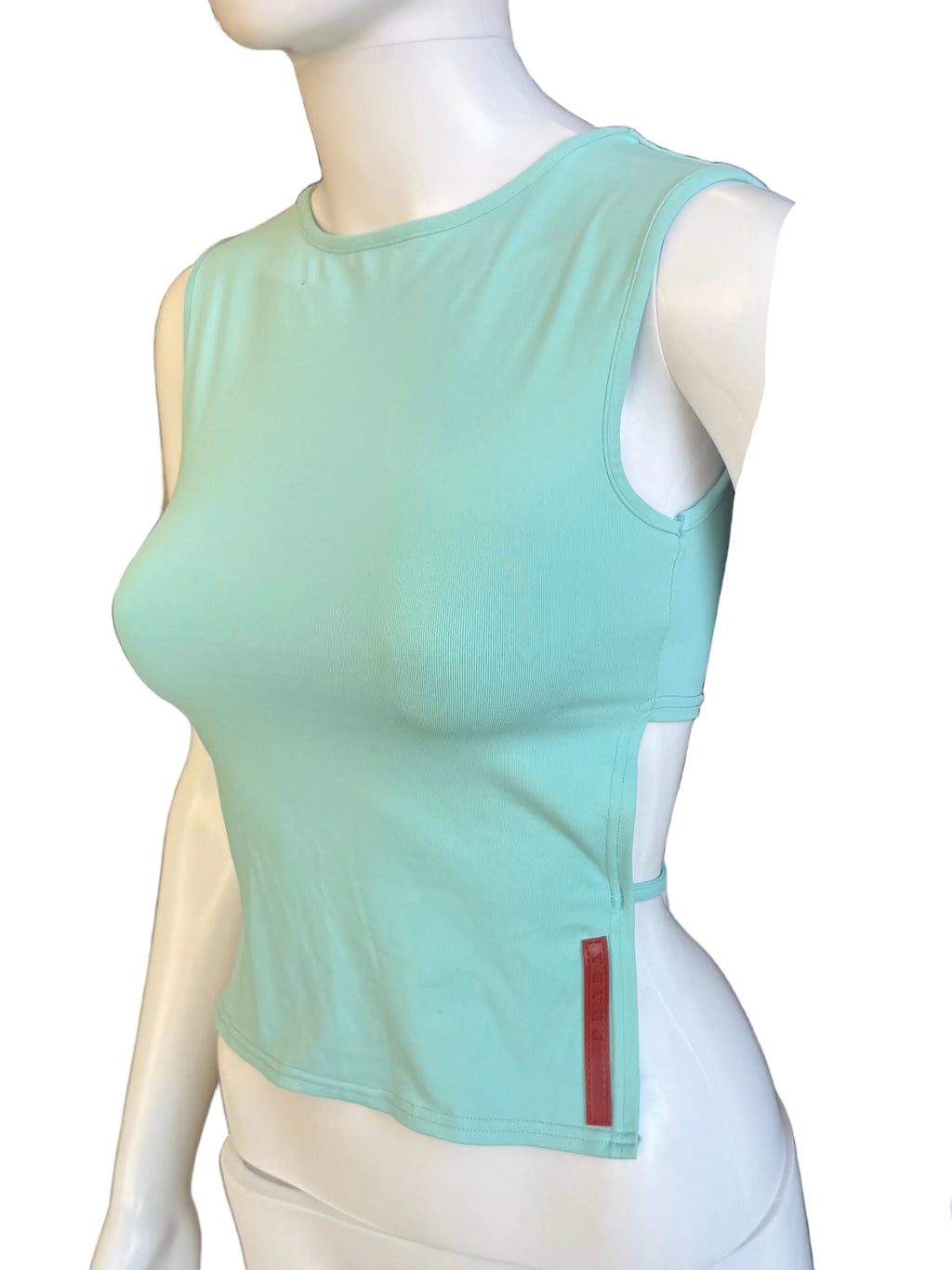 Top Prada schiena scoperta azzurro 90s