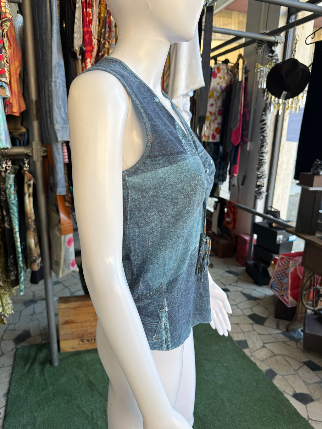 Top Roberto Cavalli stampa denim 90s