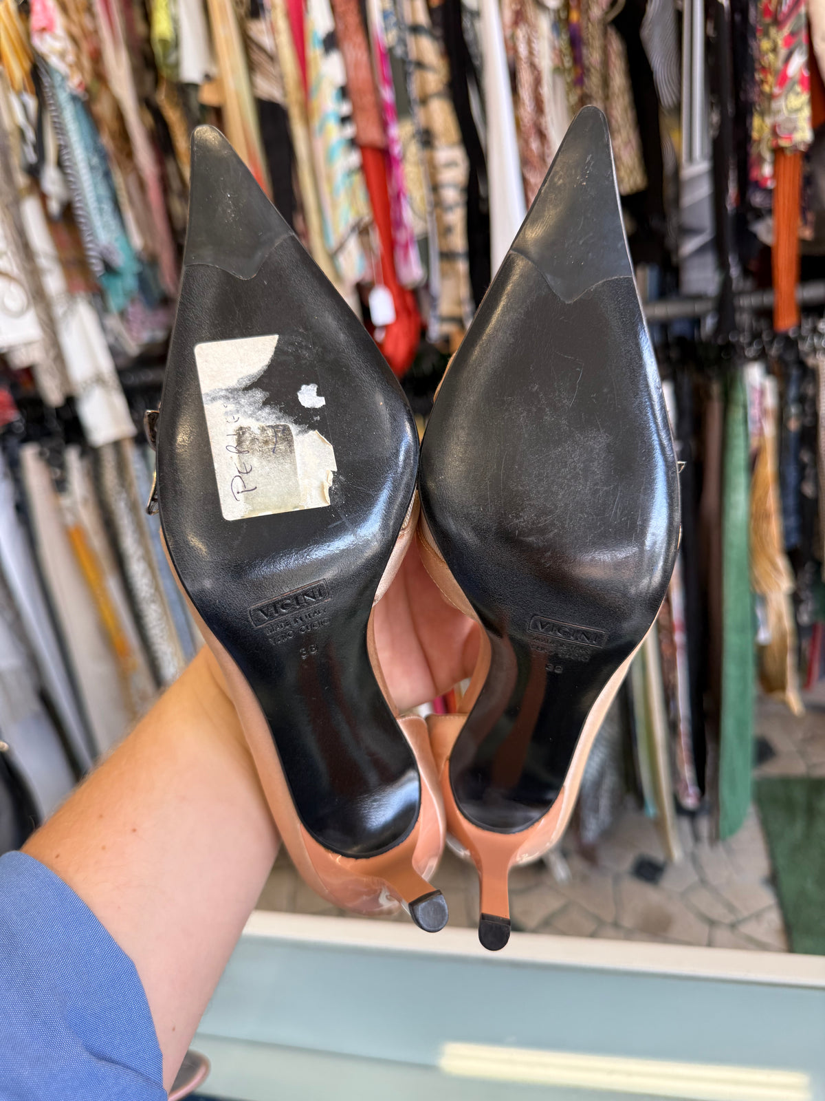 Tacchi Giuseppe Zanotti raso di sera nude con gioiello 90s