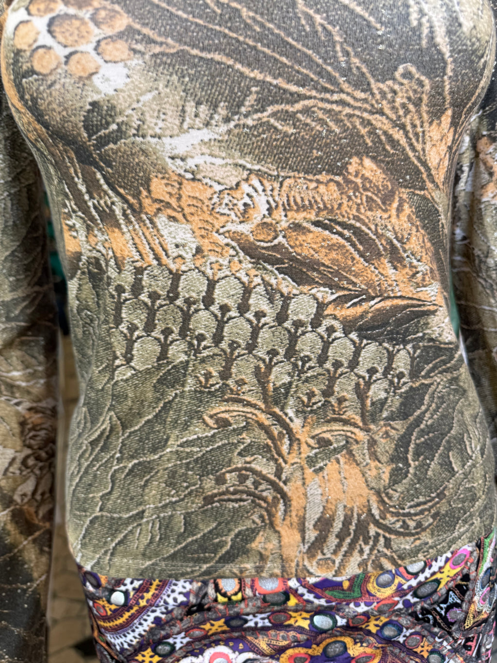 Top Roberto Cavalli fine 90s bosco e piante