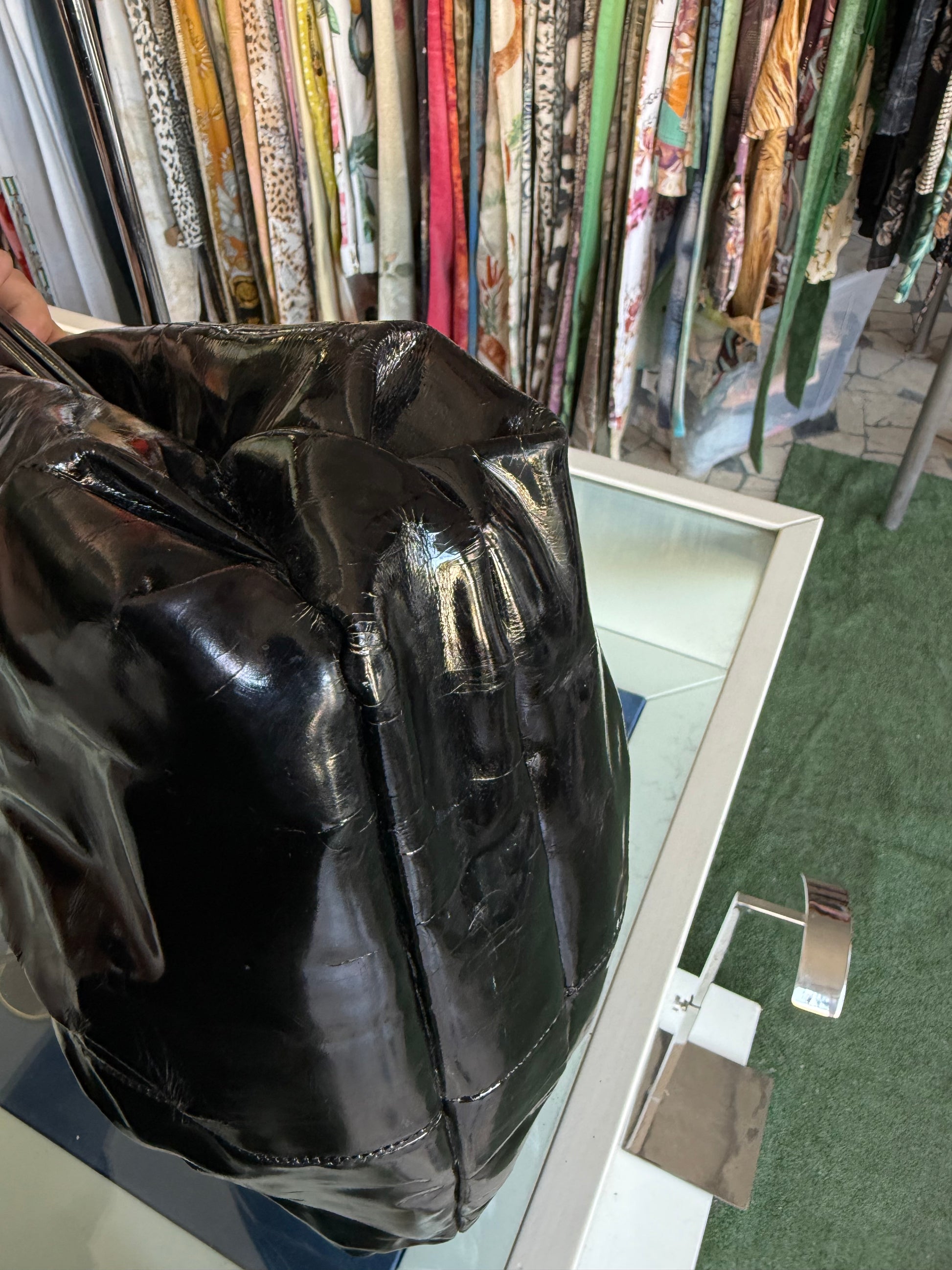 Borsa Bottega Veneta vernice nera anni 70