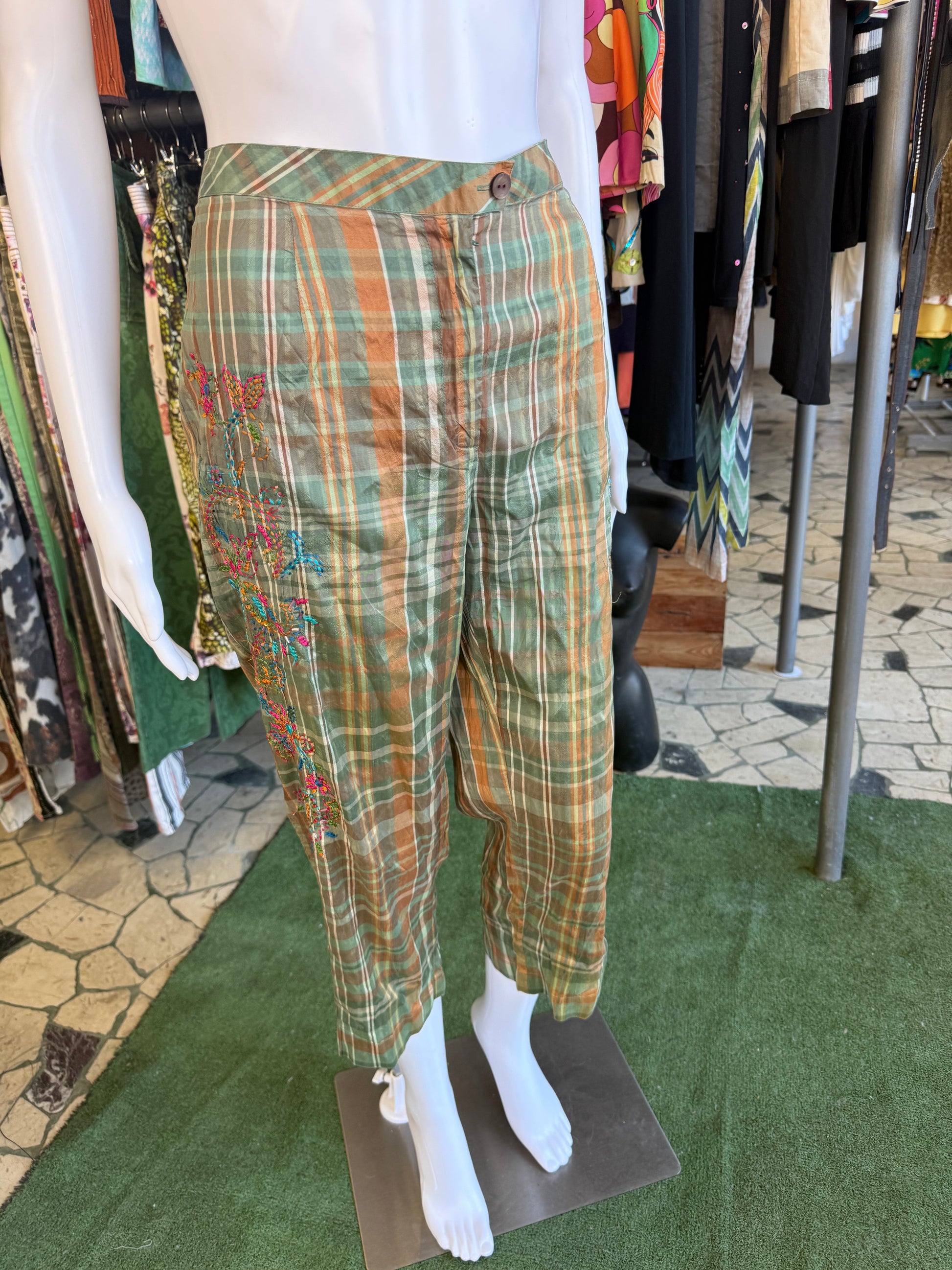 Pantalone Giorgio Kauten seta ricamato 00s